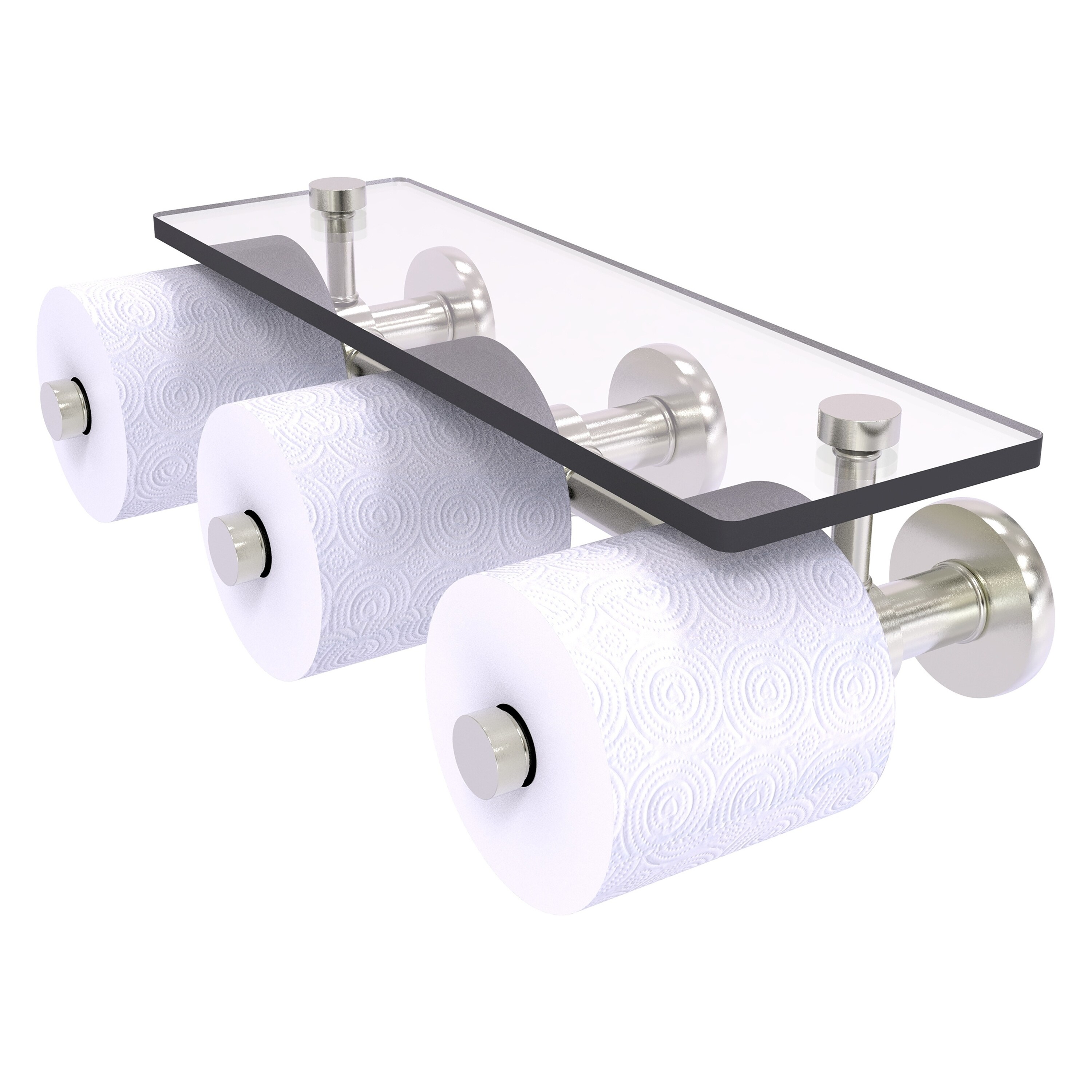 Double Brushed Nickel Toilet Paper Holder Brass Wall Mounted