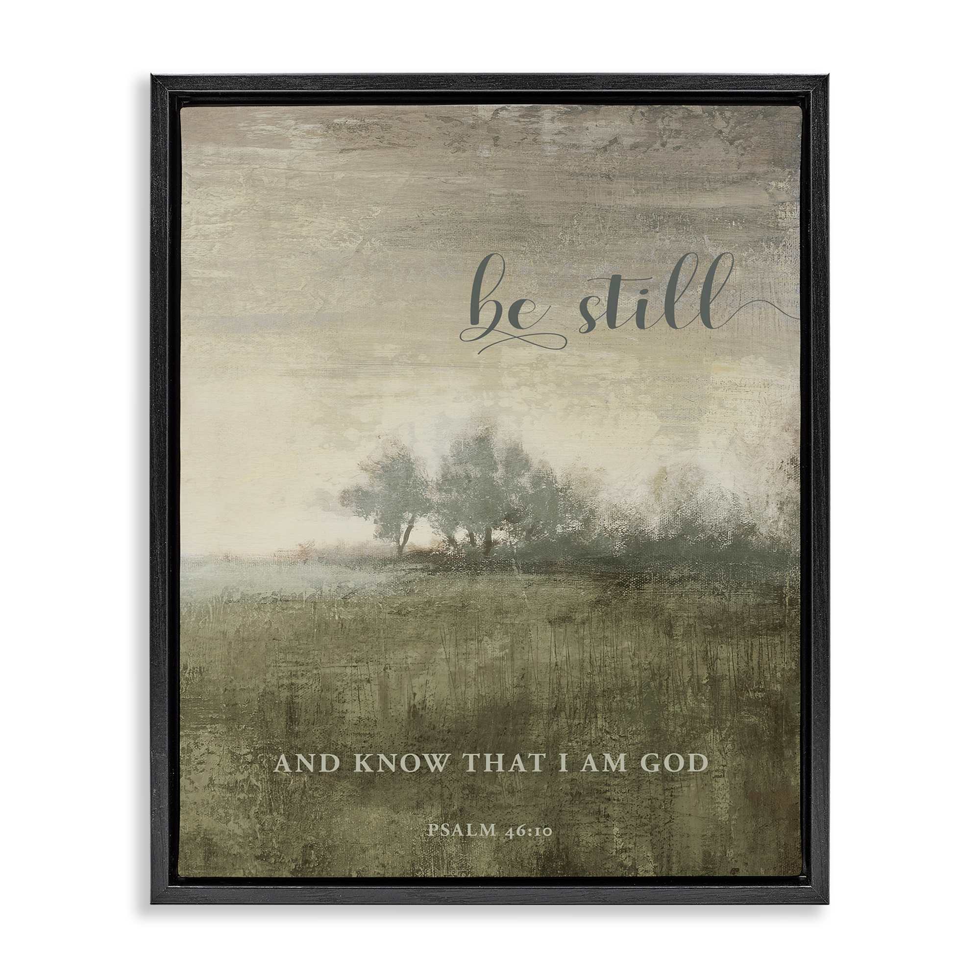 Stupell Industries BS-823-FFB-24X30 Be Still over Rustic Landscape Black Framed Floater Canvas Wall Art By John Spaeth 25 x 31