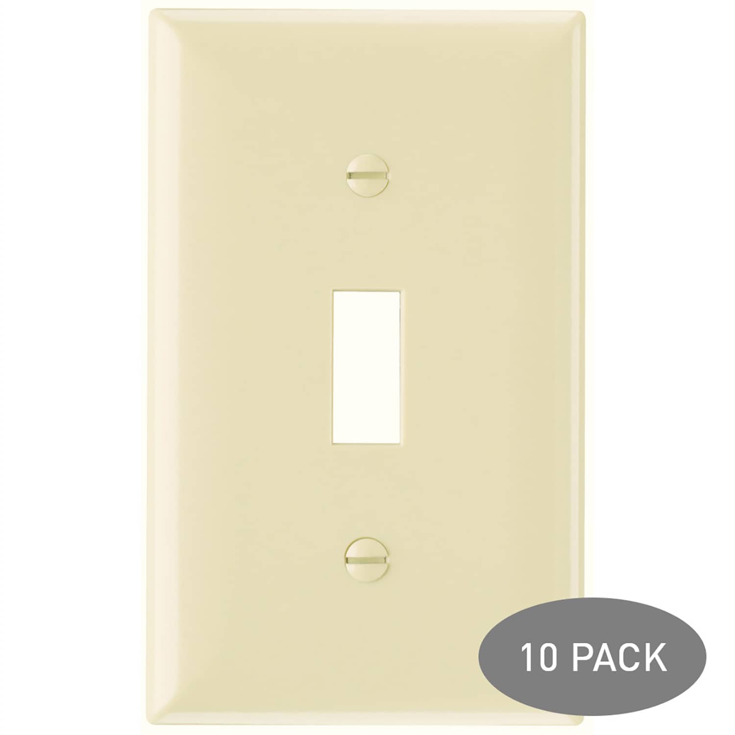 Legrand SP1-ICP10 Pass Seymour 1 -Gang Standard Size Ivory Plastic Indoor Toggle Wall Plate 10 -Pack