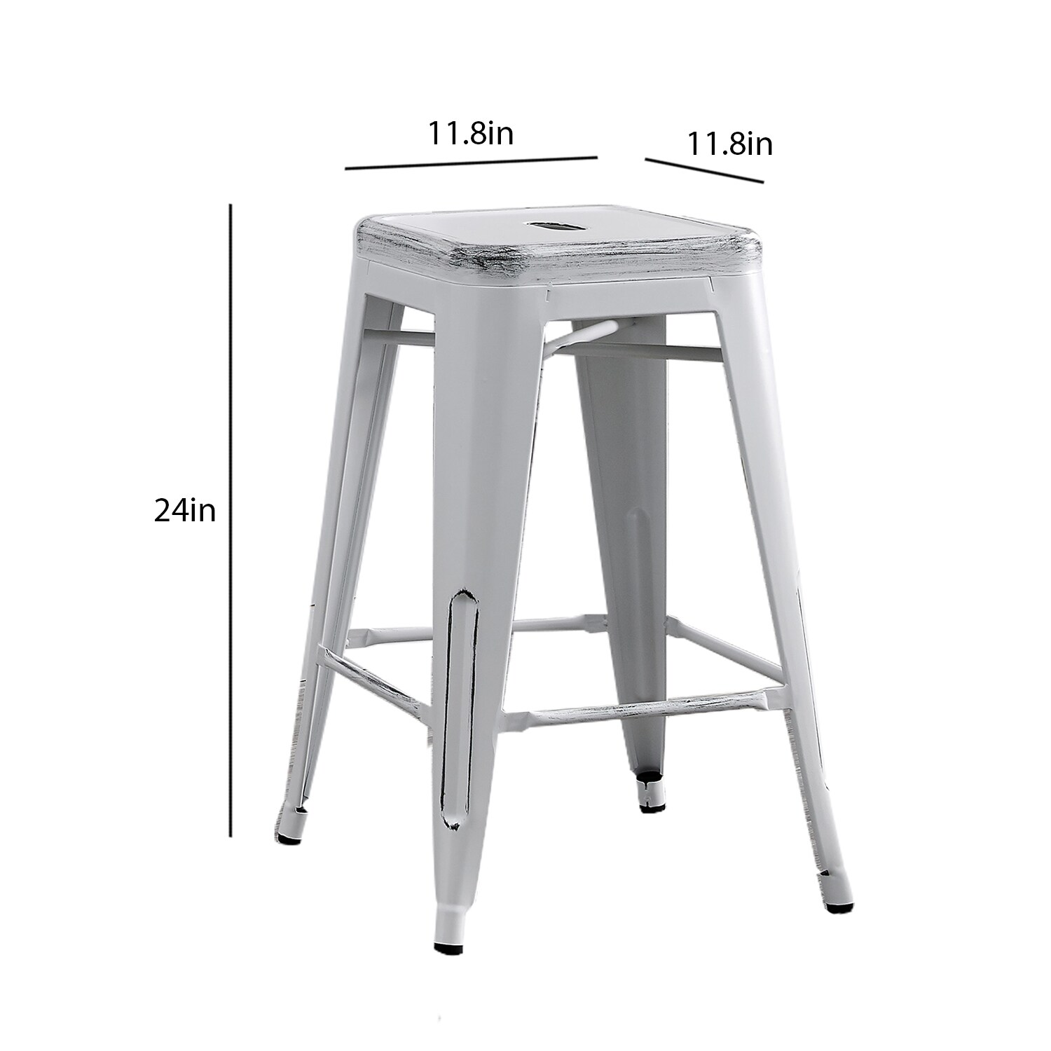 AC Pacific Set Of 2 Distressed White 24 In H Counter Height Metal Bar   12419865 