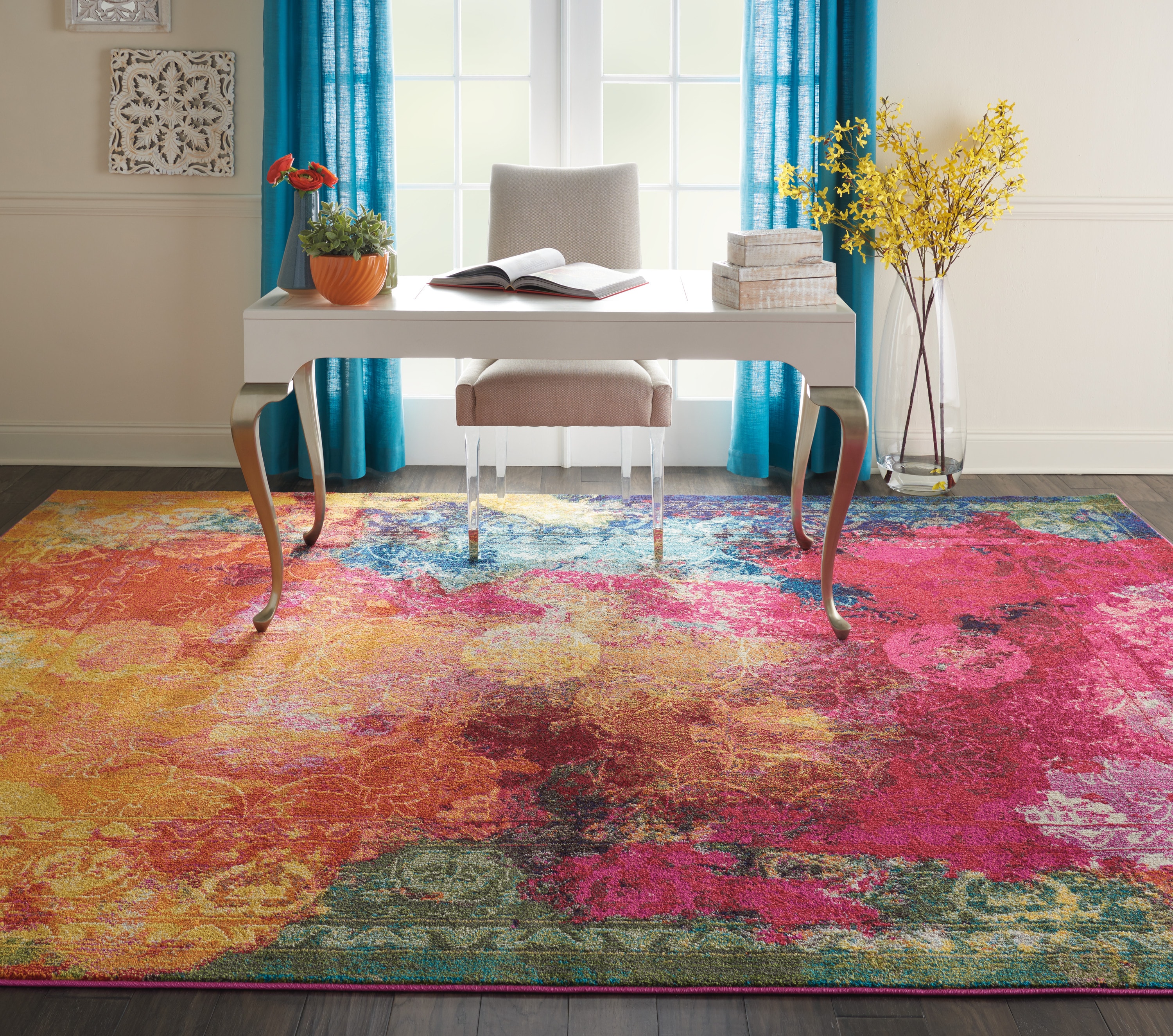 Nourison 99446337740 Celestial 8 x 11 (ft) Loomed Seaglass Rectangular Indoor Abstract Area rug