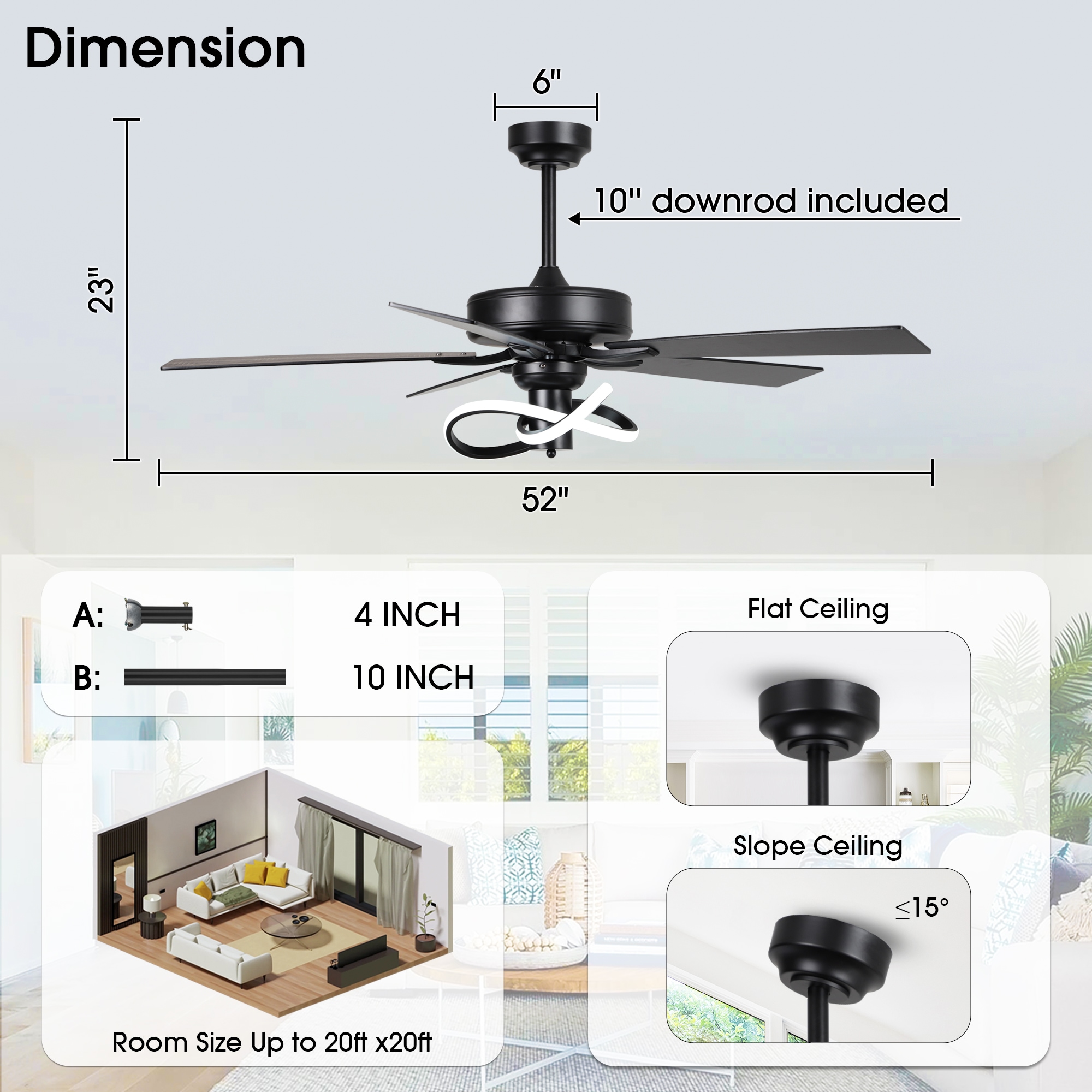 IHOMEadore MDF6001BK Ceiling-Fans - View #8