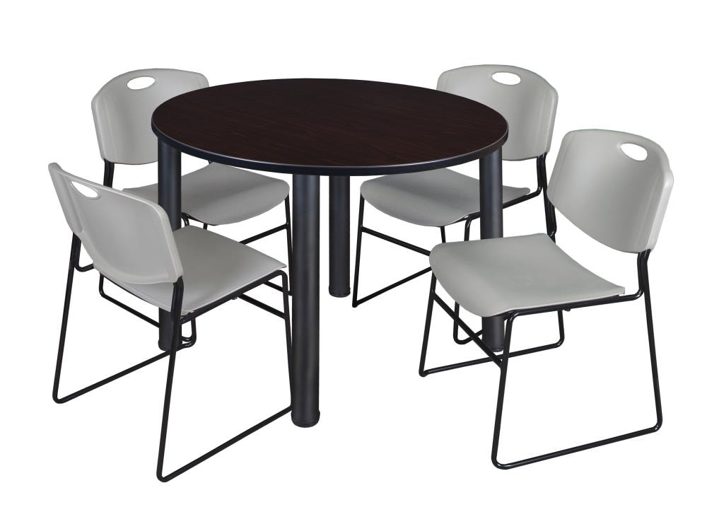 Regency TB48RNDMWBPBK44GY Breakroom Brown 4-Person Training Table (48-in W x 29-in H)