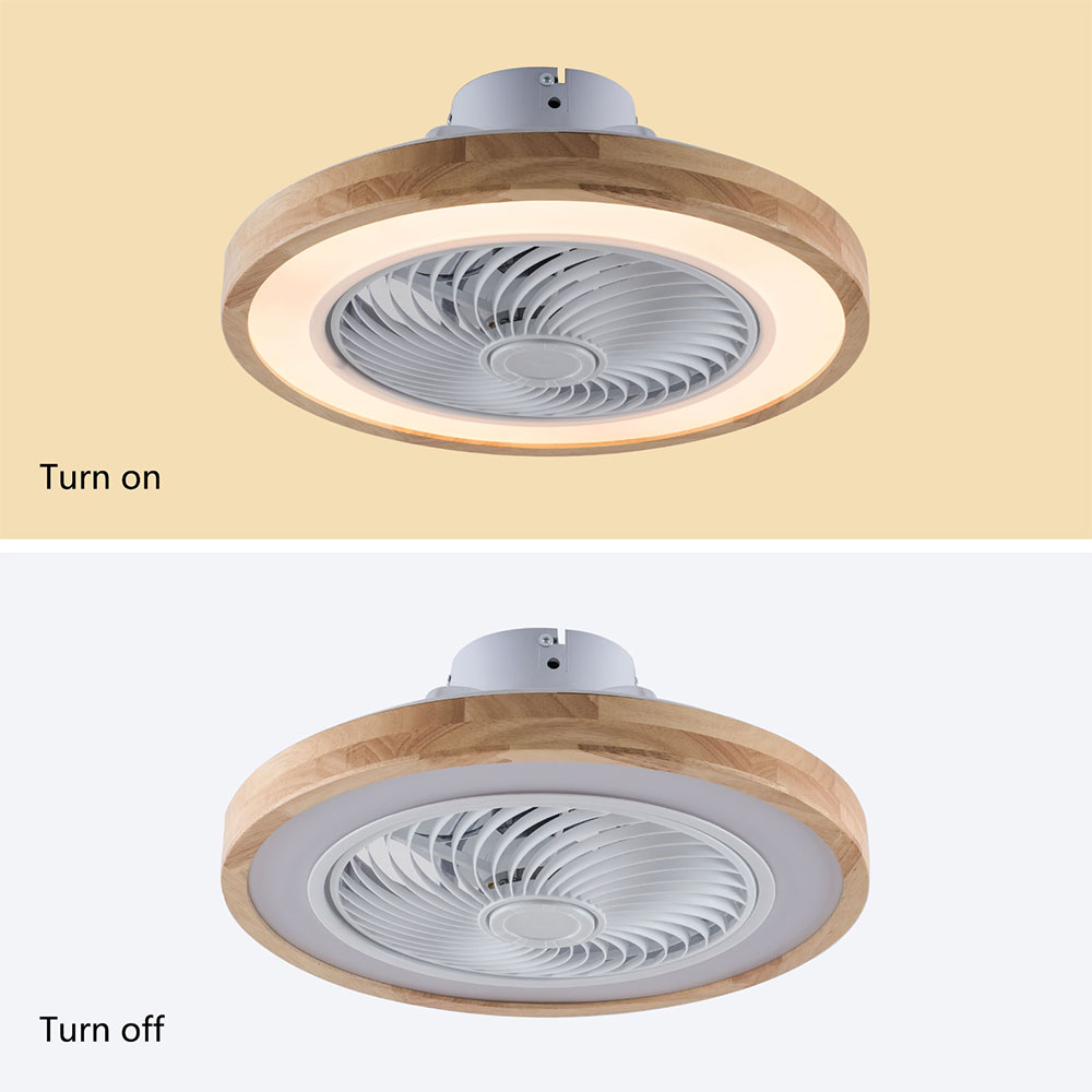 Oukaning 20-in Natural Wood Dimmable Color-changing Integrated LED 