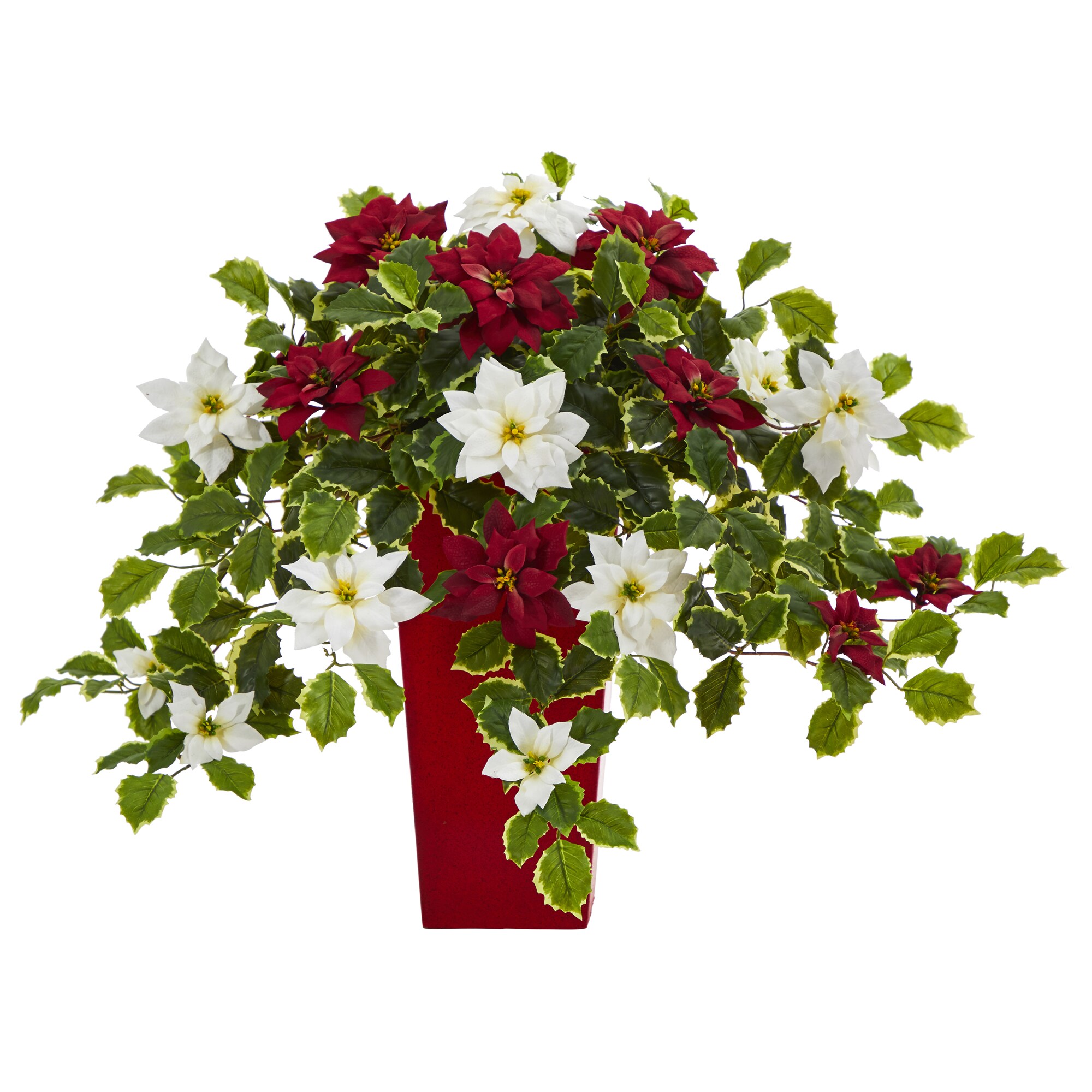 Nearly Natural 31-in Red Indoor Artificial Poinsettia Artificial Flower in  the Artificial Plants & Flowers department at