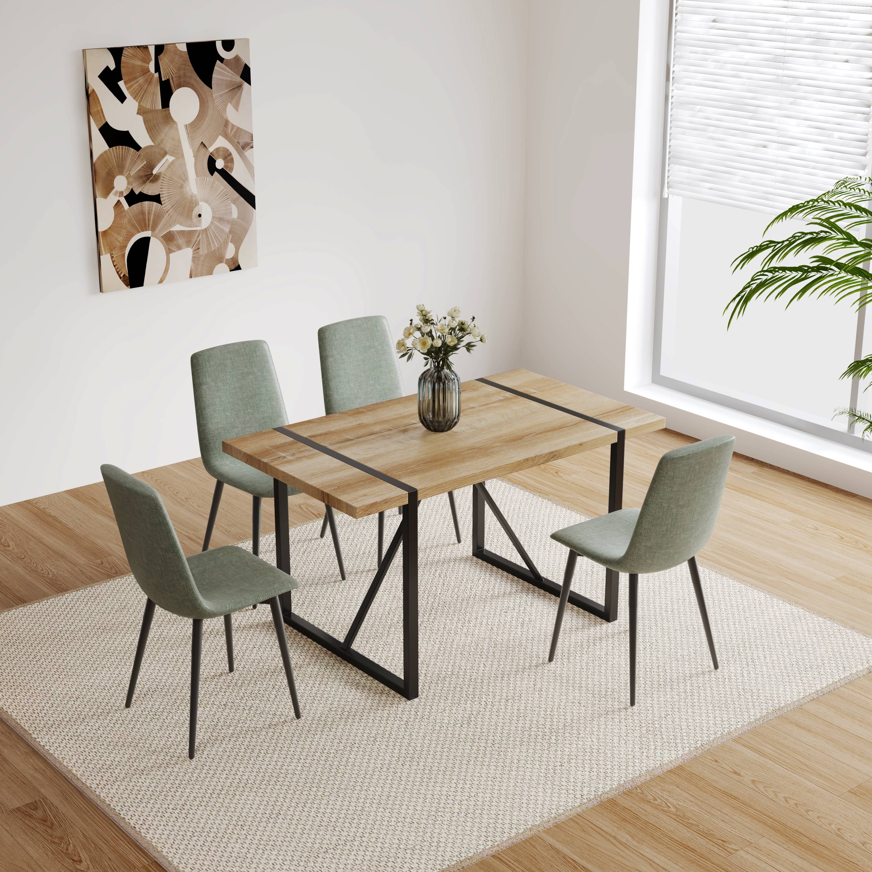 Beedesign 55 inch Dining Table modern rustic Industrial Rectangular MDF ...