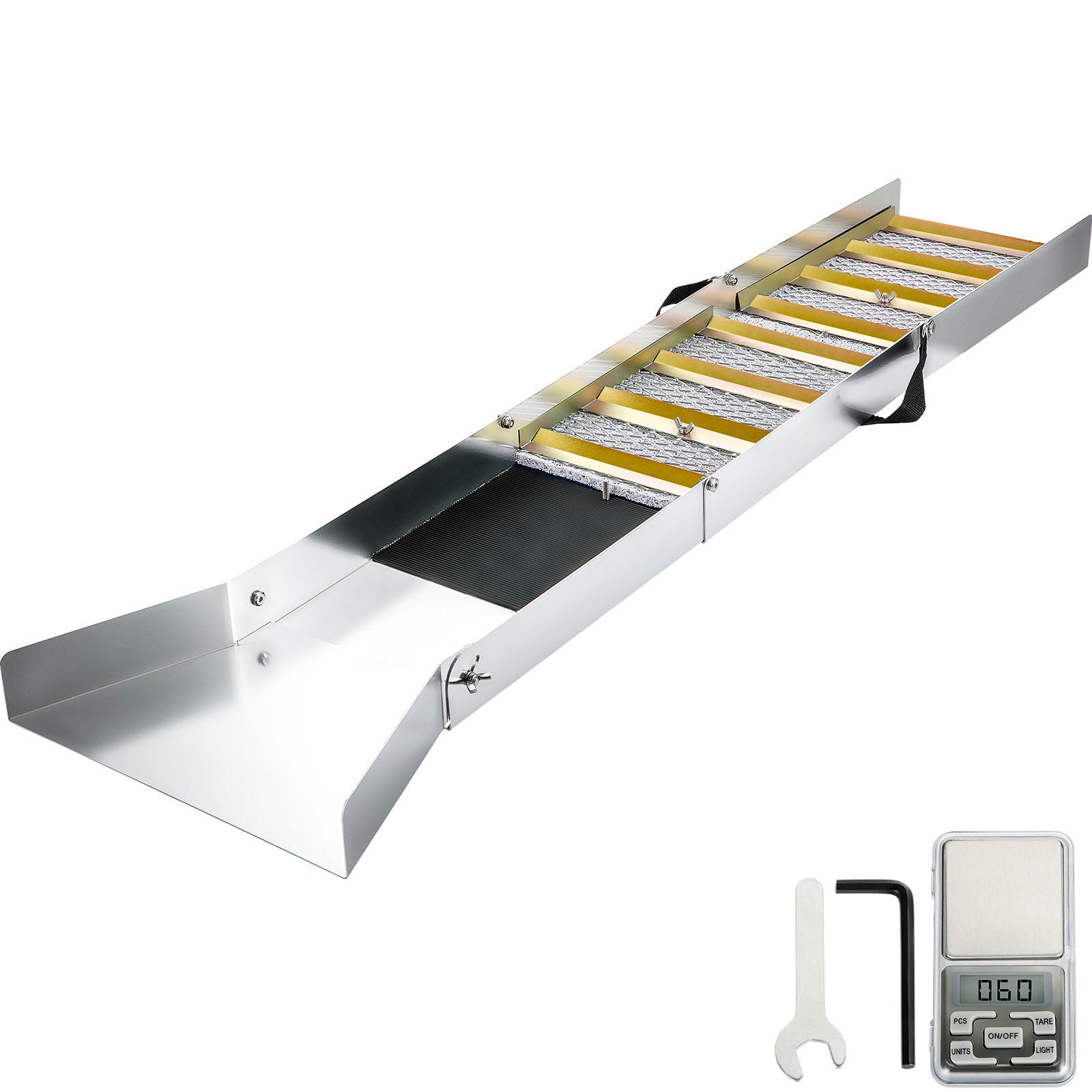 GIVIMO 50-in Folding Aluminum Sluice Box with 13.7-in Flared Opening and Miners Moss Portable Gold Panning Prospecting Dredge Kit with Pocket Scale