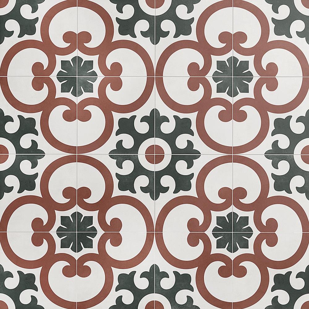 Artmore Tile Agave Dahlia 9-in x 9-in Matte Porcelain Encaustic Floor ...