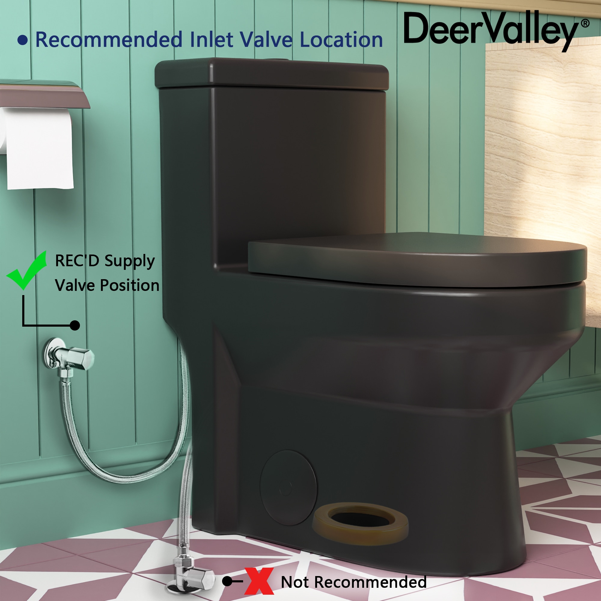 Compact Black Ceramic Dual Flush Round Toilet with Quiet-Close Seat