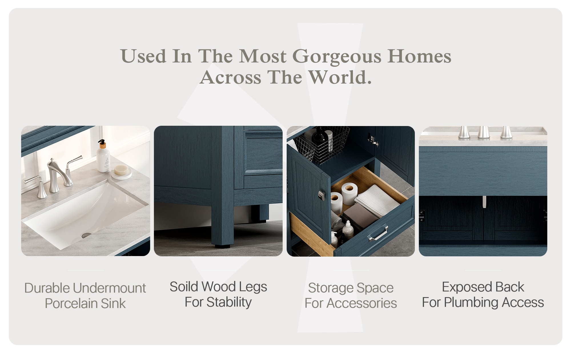 Britney 30" Ash Blue Bathroom Vanity with White Marble Top