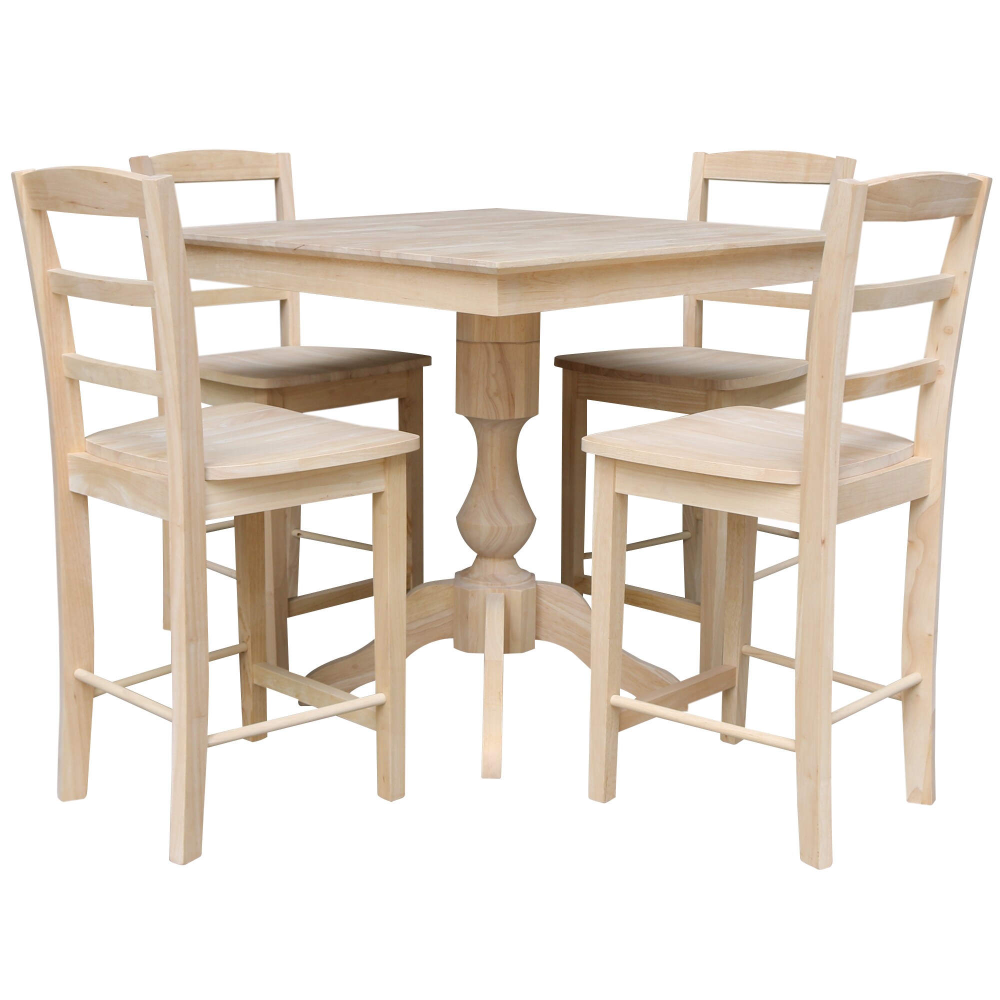 International Concepts K-3636TP-11B-S402-4 Unfinished Traditional Dining Room Set with Square Table (Seats 4)