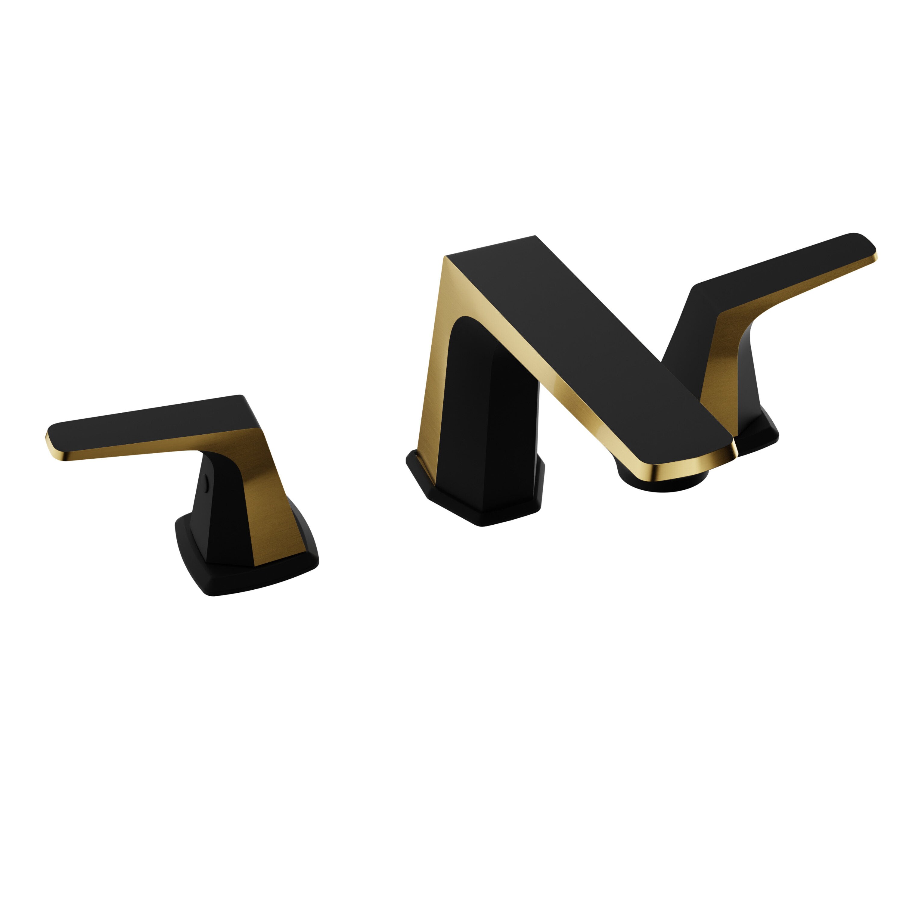 ANZZI L-AZ905MB-BG Matte Black-Brushed Gold Widespread 2-handle WaterSense Low-arc Residential Handle Bathroom Sink Faucet with Drain