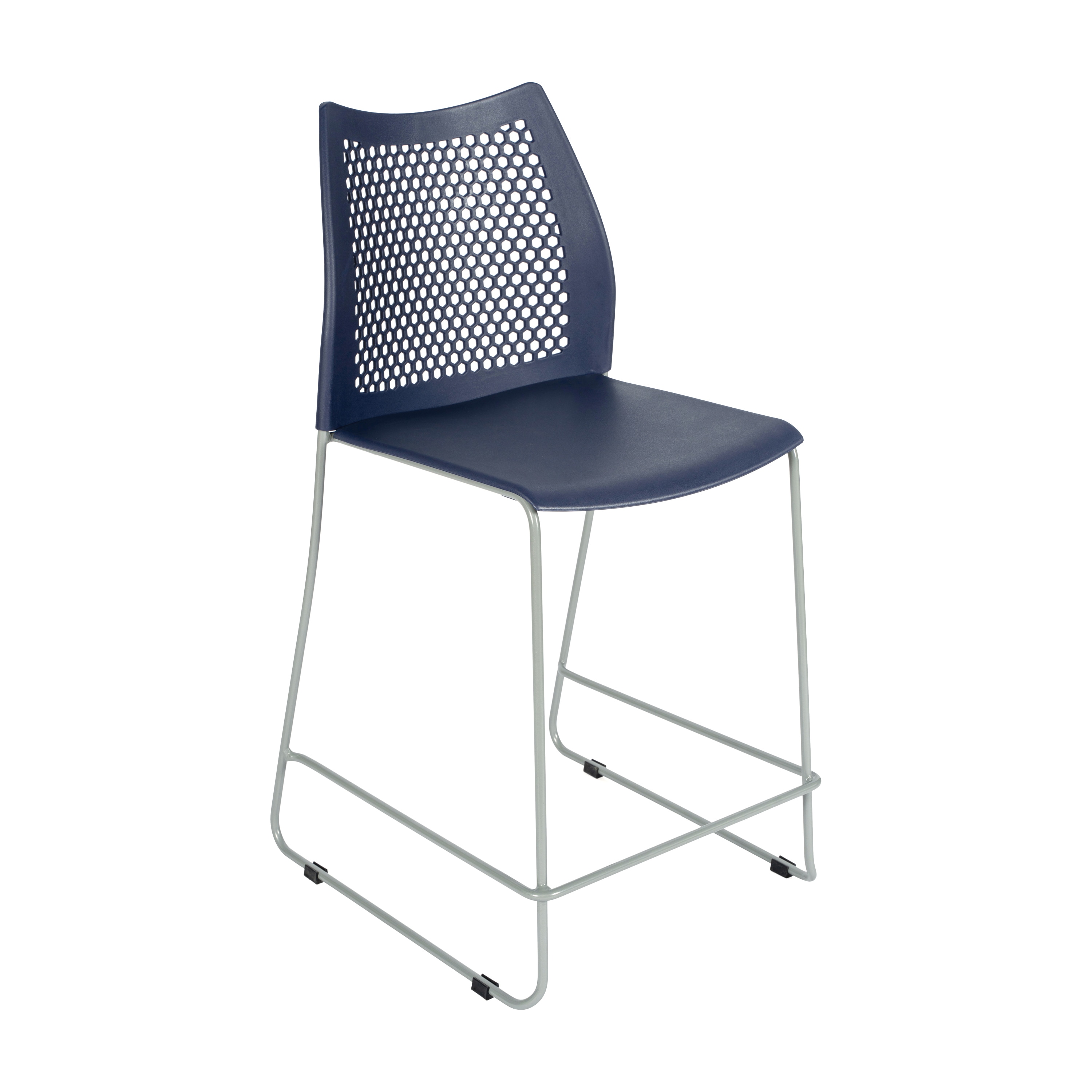 Flash Furniture 196861196850 HERCULES Navy Stack Counter Stool with Air-Vent Back and Gray Powder Coated Sled Base