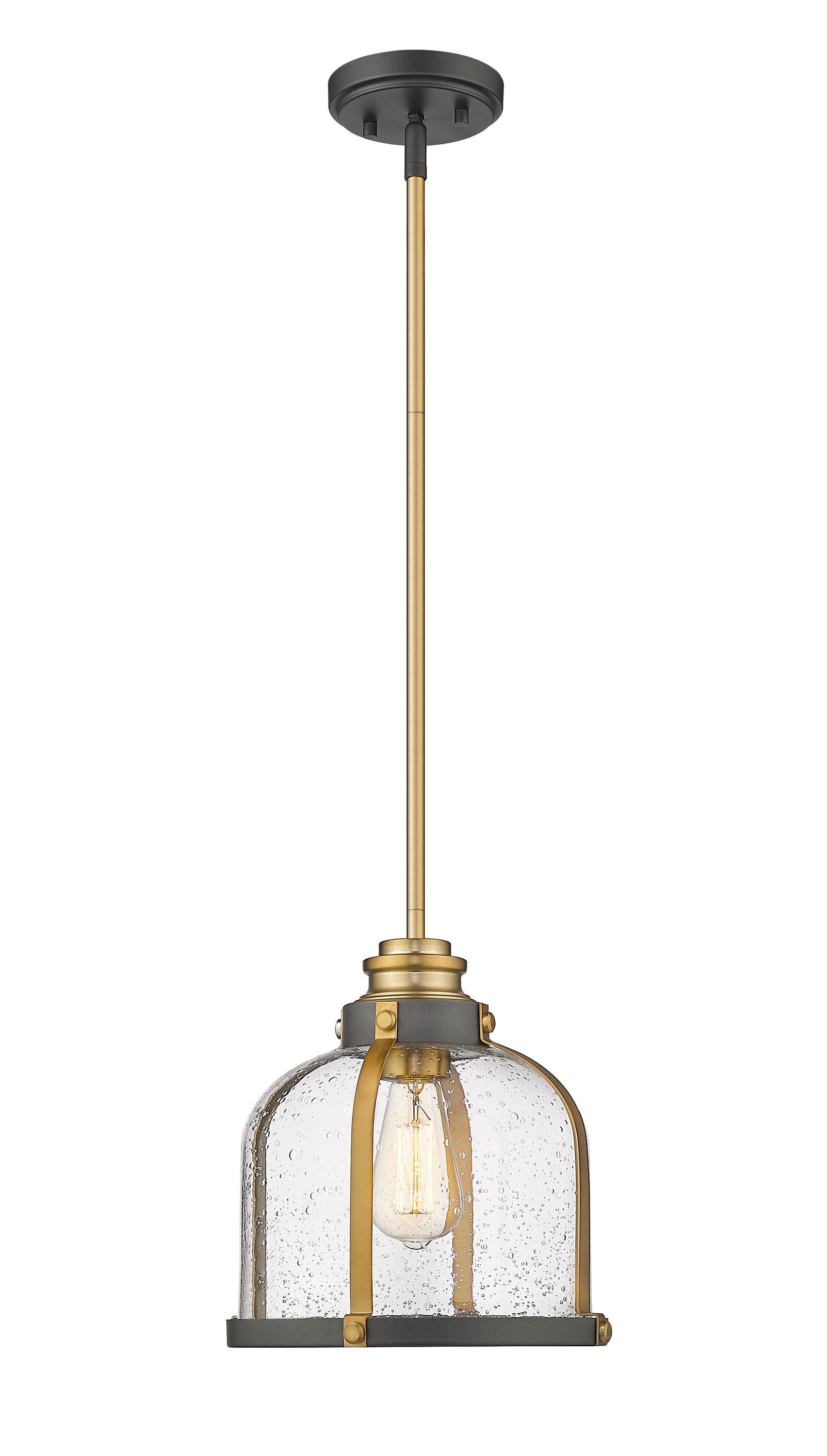 Bronze and Brass 12" Glass Dome Pendant Light
