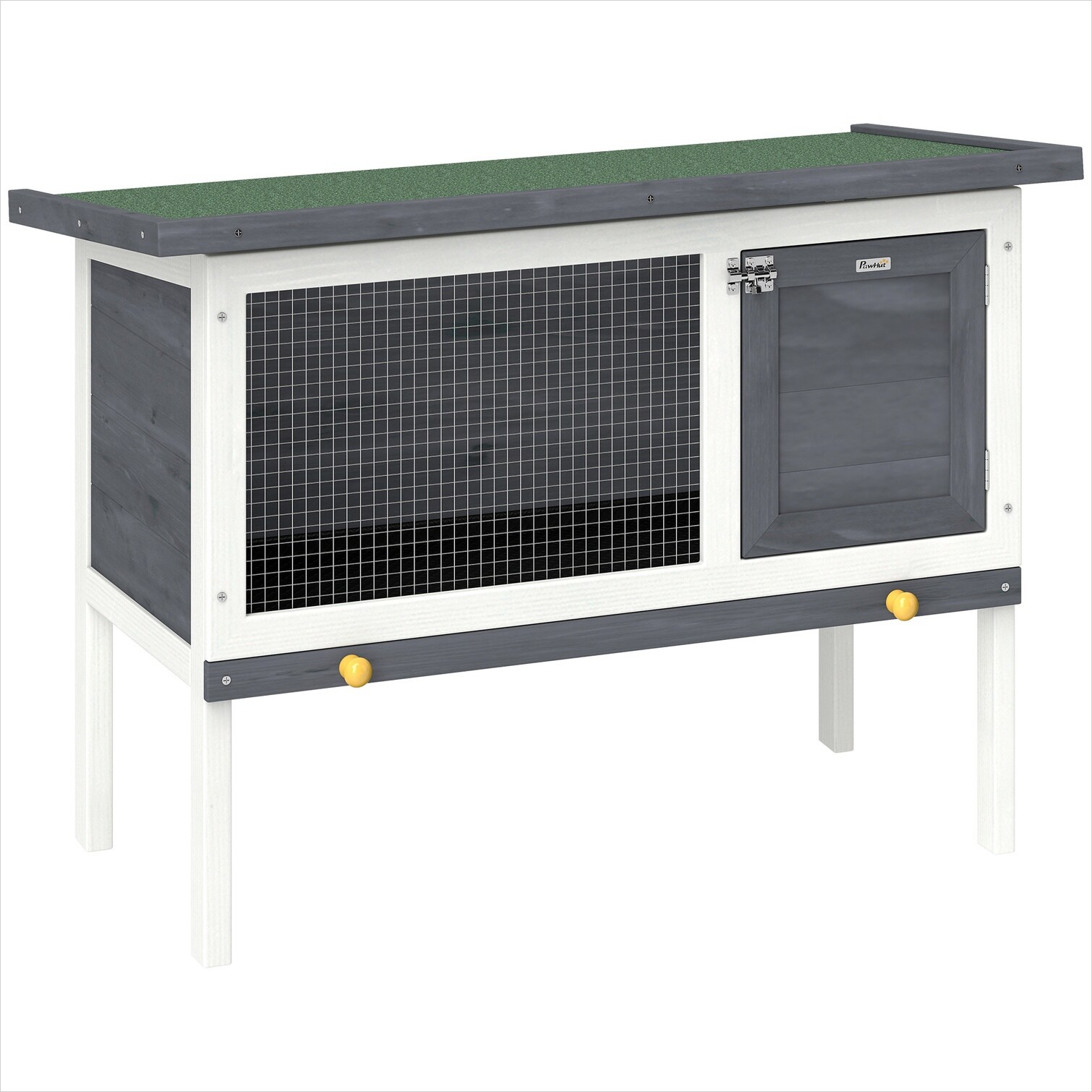 Naturefalls Cool Gray Pine Wood Elevated Rabbit Hutch with Asphalt Roof ...