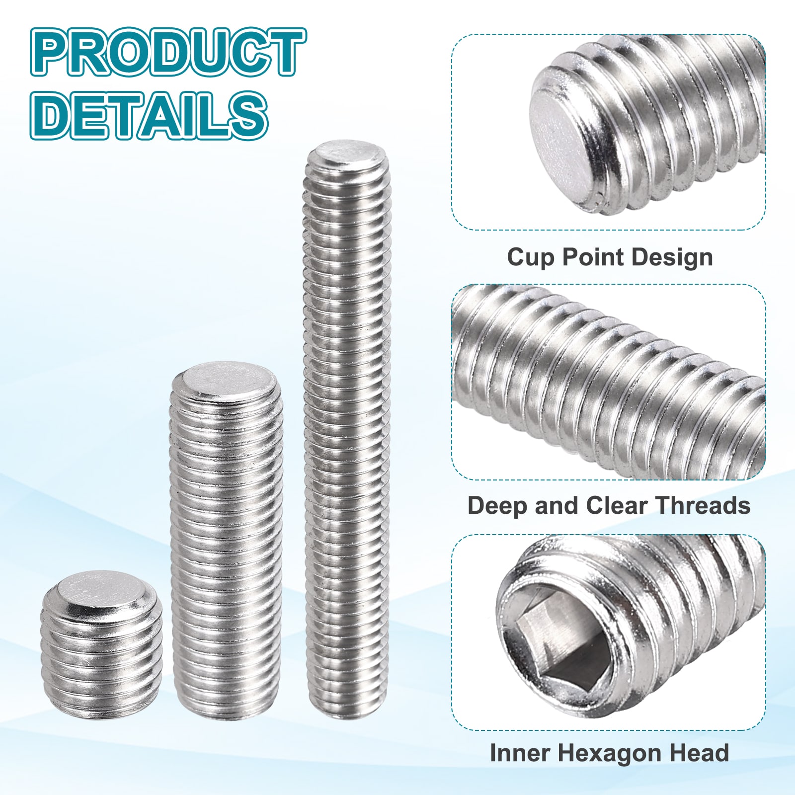 Unique Bargains 120pcs M3-0.5 x 5mm Grub Screws 304 Stainless Steel Cup ...