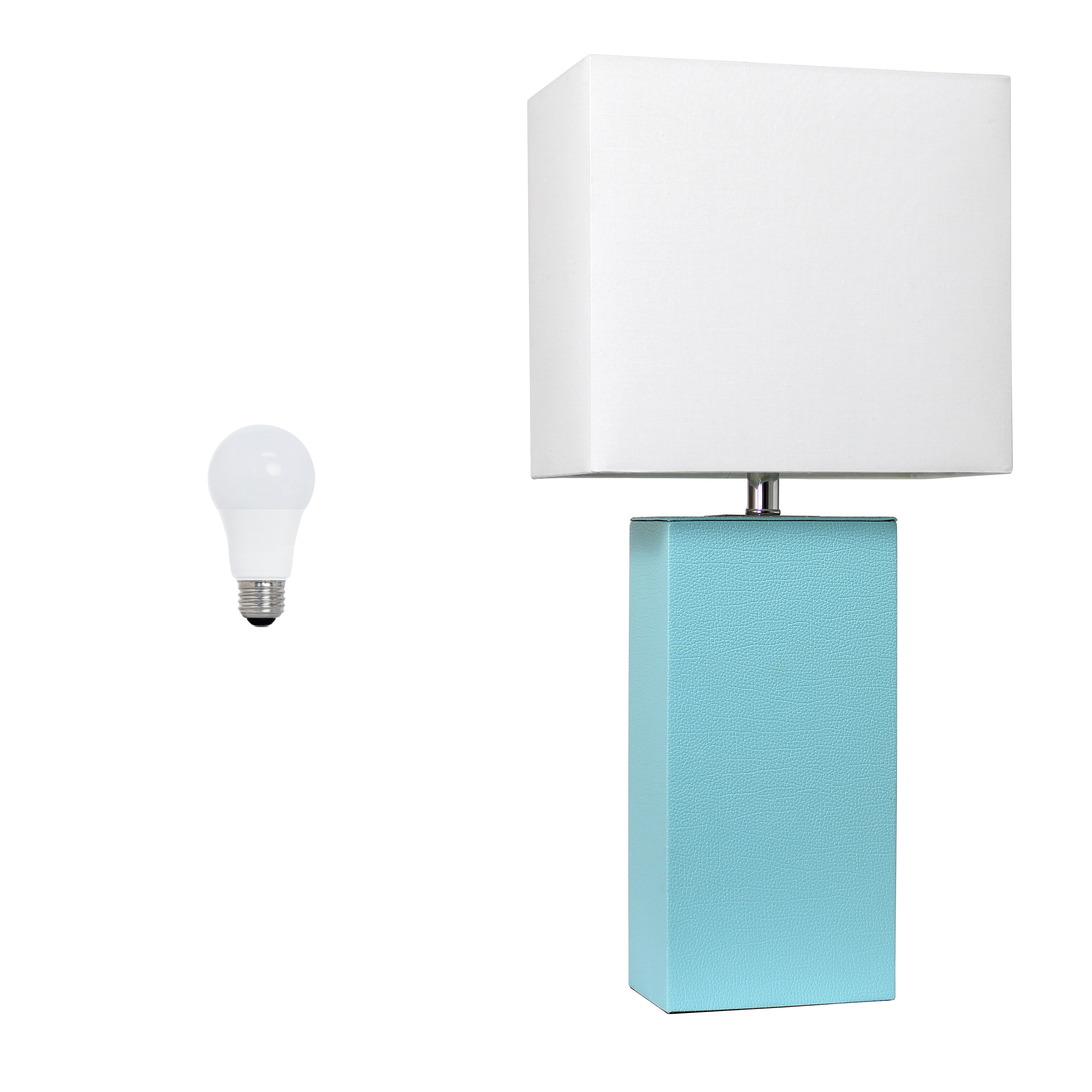 Lalia Home LHT-3008-AU-LB Lexington 21-in Aqua LED On/Off switch Table Lamp with Fabric Shade
