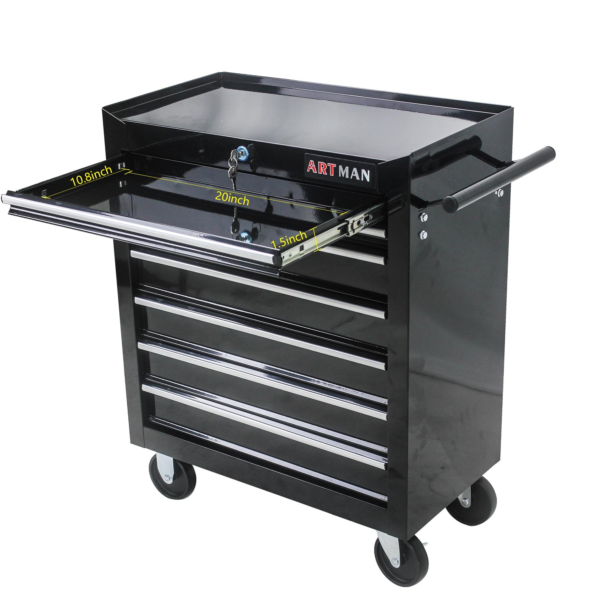 Siavonce Bottom Tool Cabinets 13-in W x 24-in D 30-in H 7-Drawer Steel Rolling Tool Cabinet (Black) ZX-107333 Sansujyuku sansujyuku.com