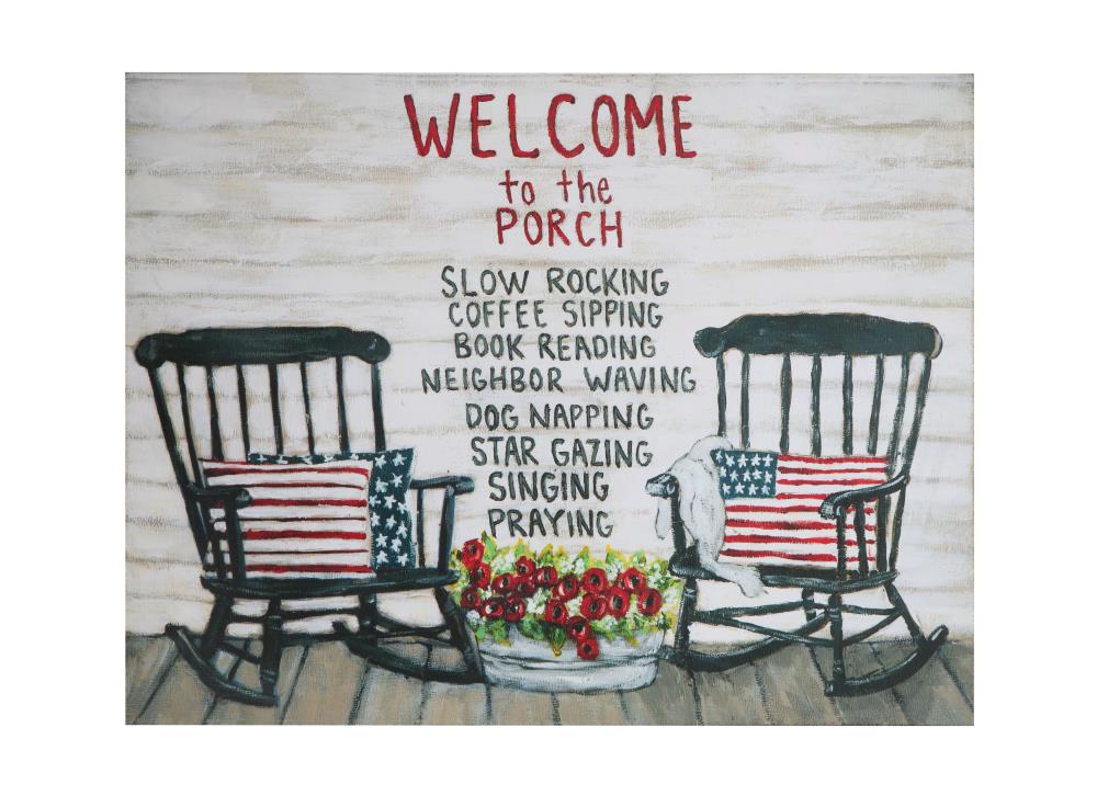 Creative Co-Op DA9551 23.5-in W x 18-in H Metal Welcome To The Porch Country Wall Accent