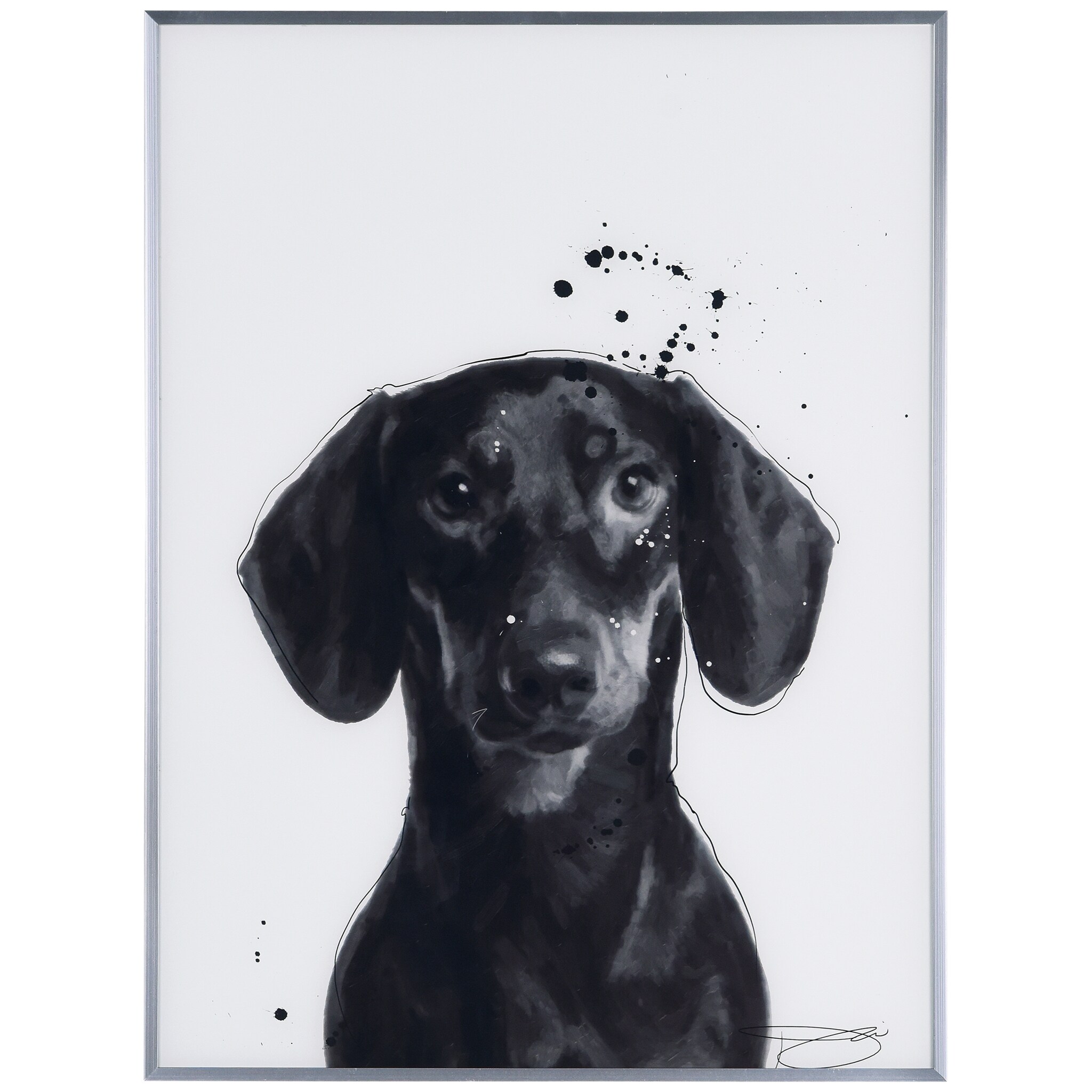 Empire Art Direct Dalmatian Pet Paintings on Printed Glass Encased with A  Black Anodized Frame, 24 x 18 x 1