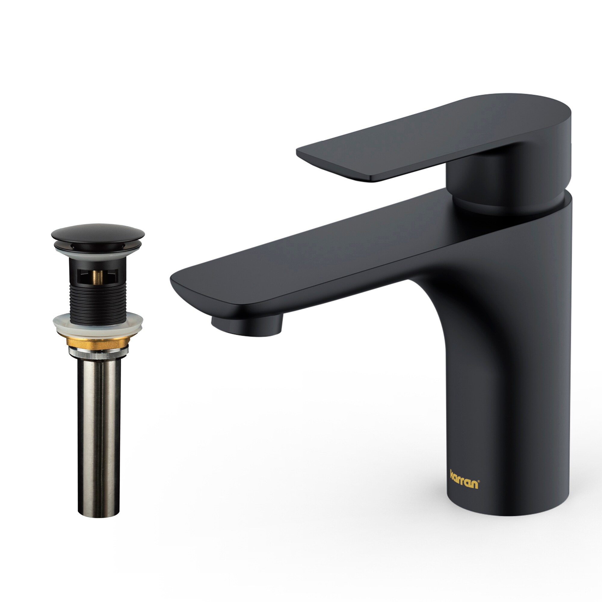 Karran KBF420MB Kayes Matte Black Single hole 1-handle Low-arc Commercial/Residential Handle Bathroom Sink Faucet with Drain