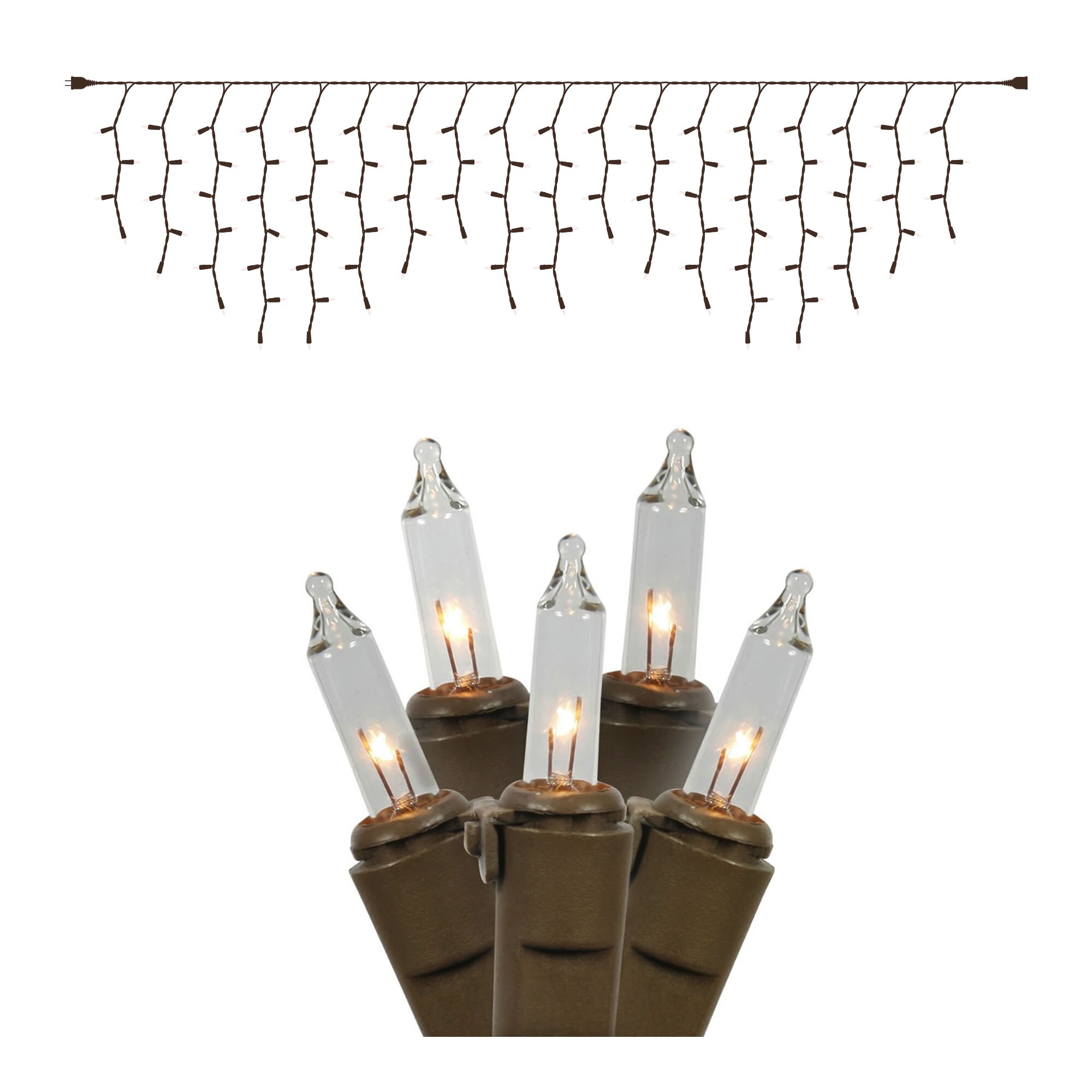 Vickerman W6B4301 100-Count Constant White Mini Incandescent Plug-In Christmas Icicle Lights