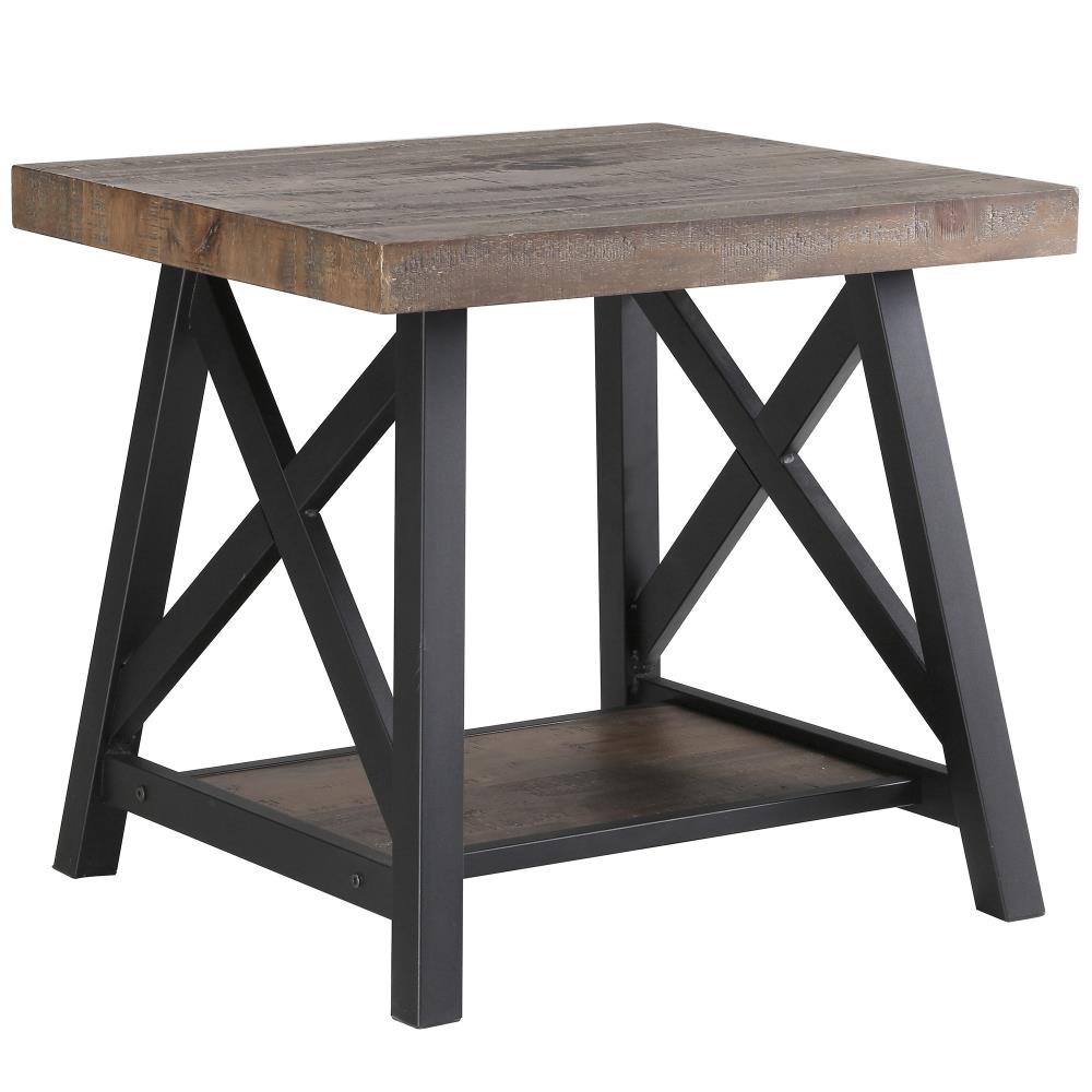 Worldwide Homefurnishings 501-332RK 22-Inches W x 22-Inches H Rustic oak Wood veneer Rectangular Rustic End Table with Storage Assembly Required