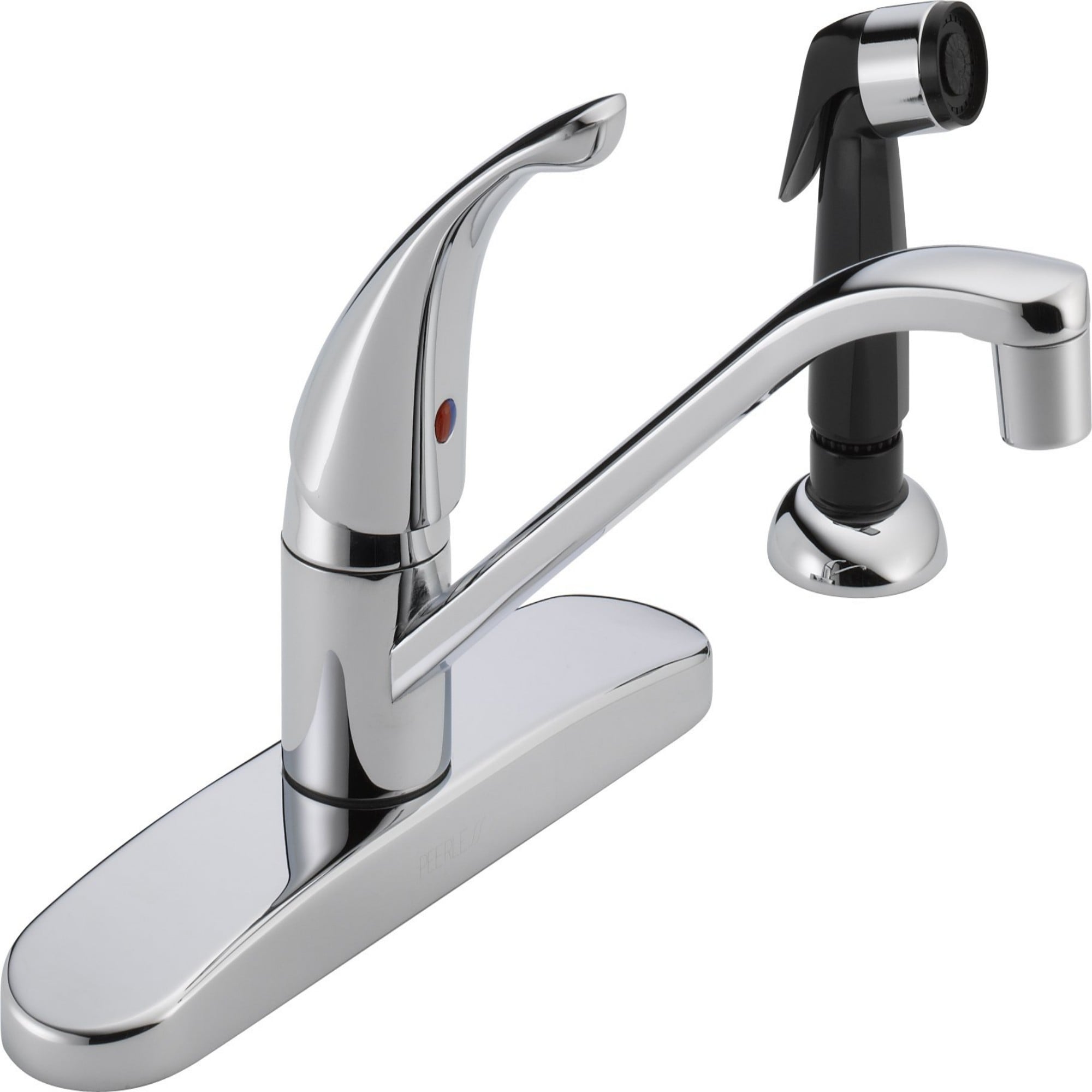 Numhew 8in 4-Hole Single-Handle Chrome Kitchen Faucet with Side Sprayer