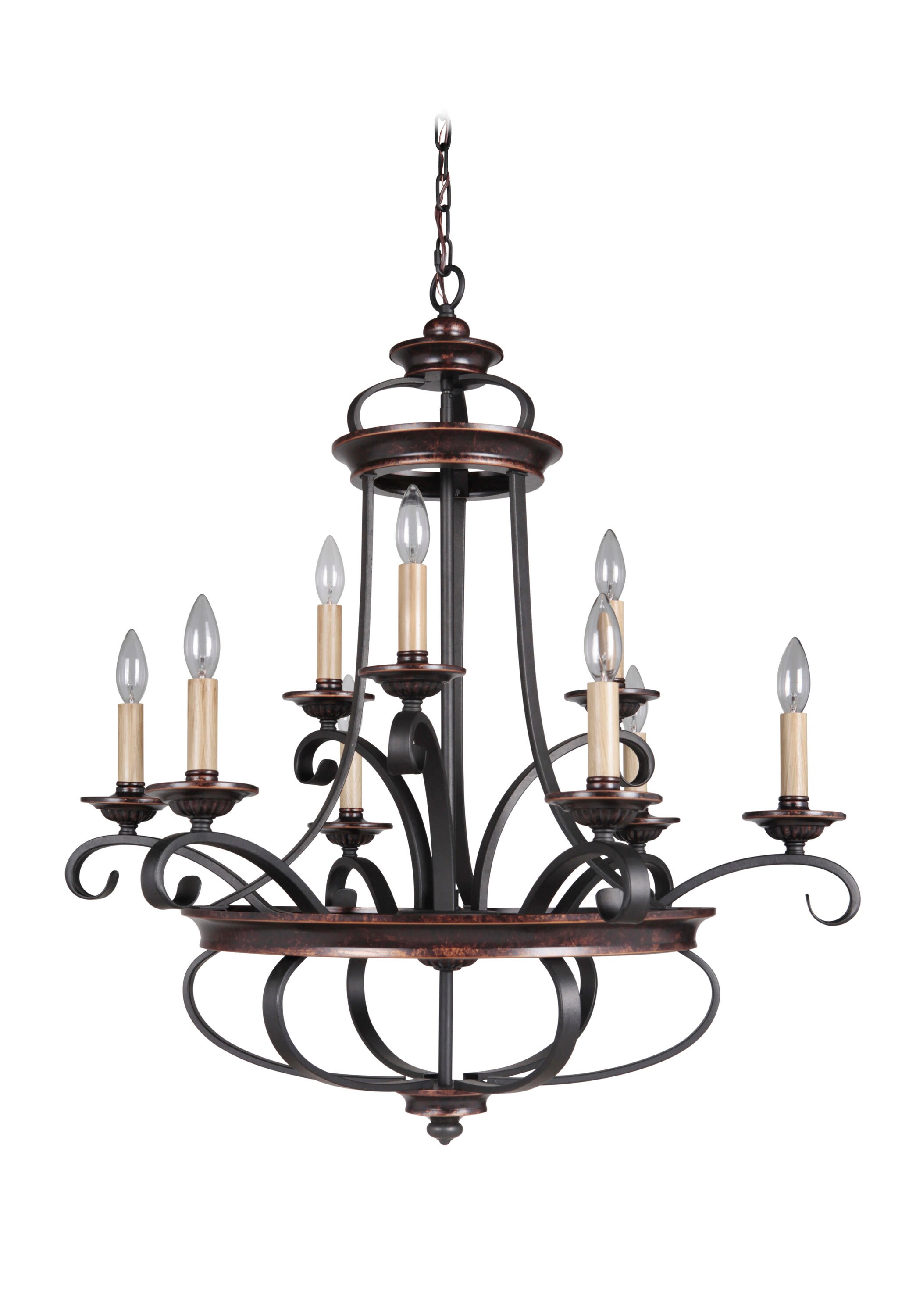 Craftmade 38729-AGTB Stafford 9 -Light Bronze Traditional For Use in Bedrooms, Dining Rooms, Foyers, Kitchens, Living Rooms Chandelier