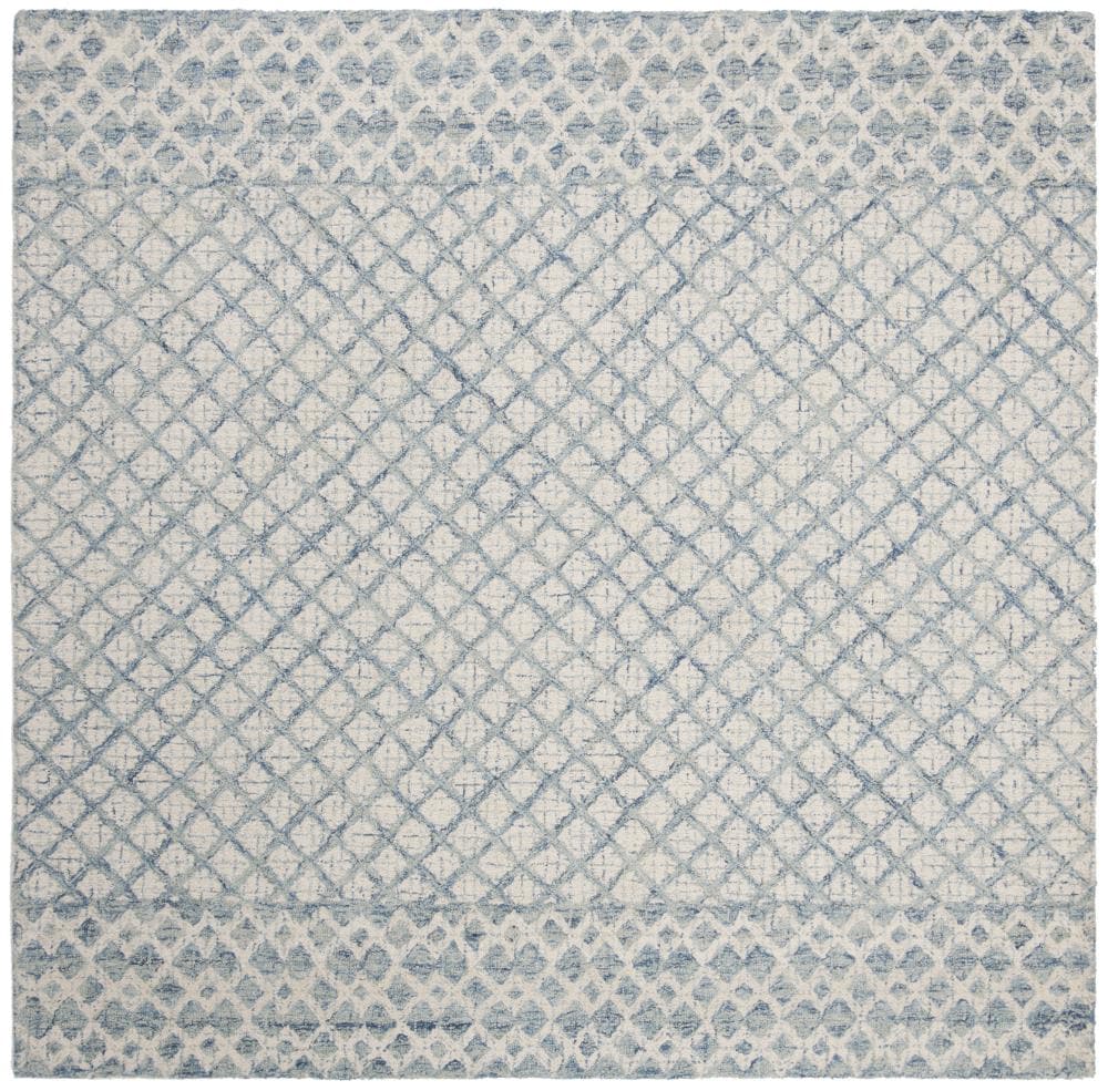 Safavieh ABT203A-6SQ Abstract Dakota 6 x 6 (ft) Tufted Wool Blue/Ivory Square Indoor Trellis Farmhouse/Cottage Area rug