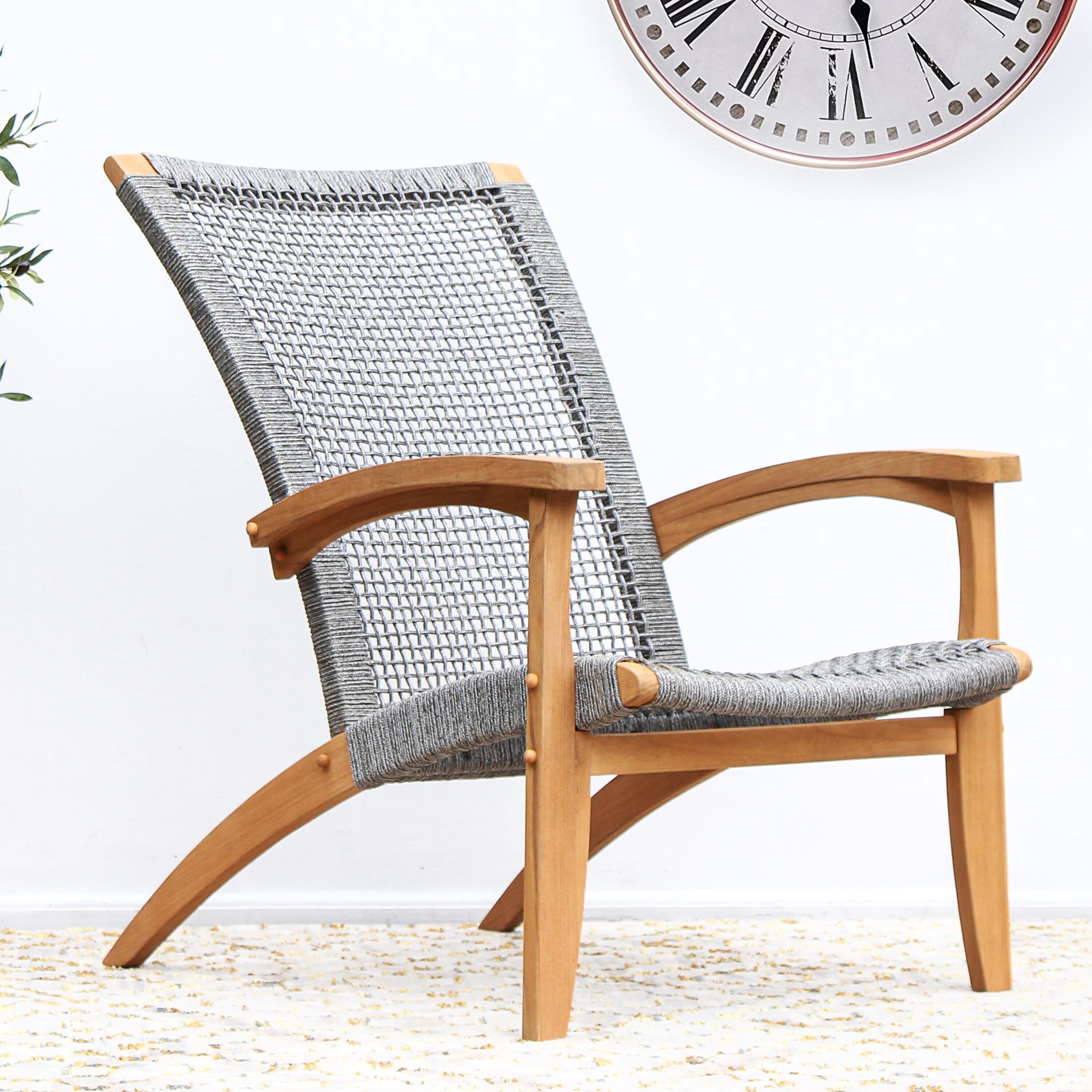 Cambridge Casual 240327-TW-XX-XX-RG Dunham Woven Natural Teak Wood Frame Stationary Conversation Chair with Woven Seat