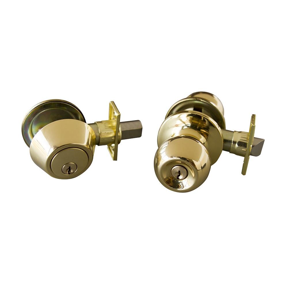Design House 727040 Terrace Polished Brass Single-cylinder deadbolt Keyed Entry Door Knob
