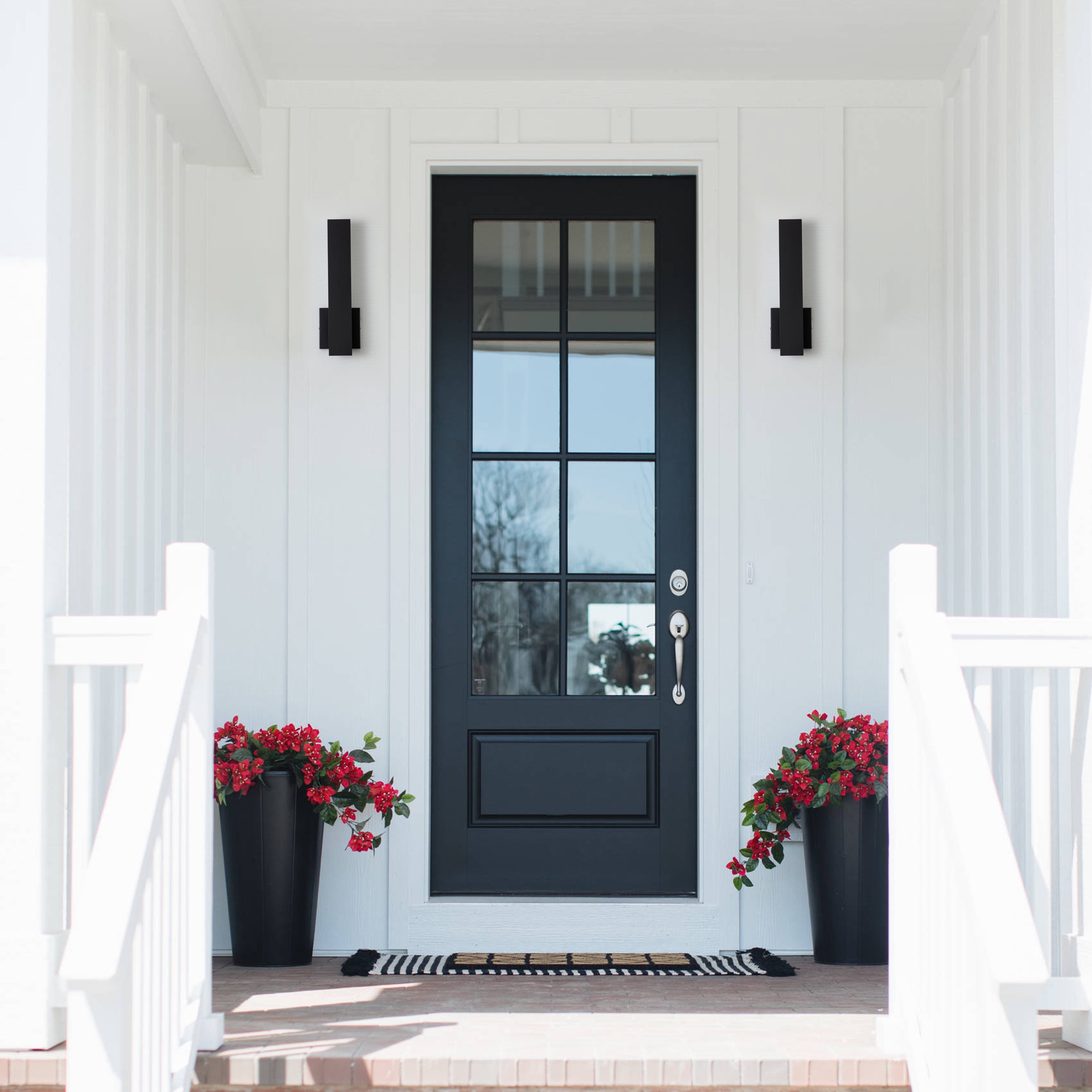 Sleek Matte Black 15" Outdoor LED Wall Sconce with Frosted Diffuser