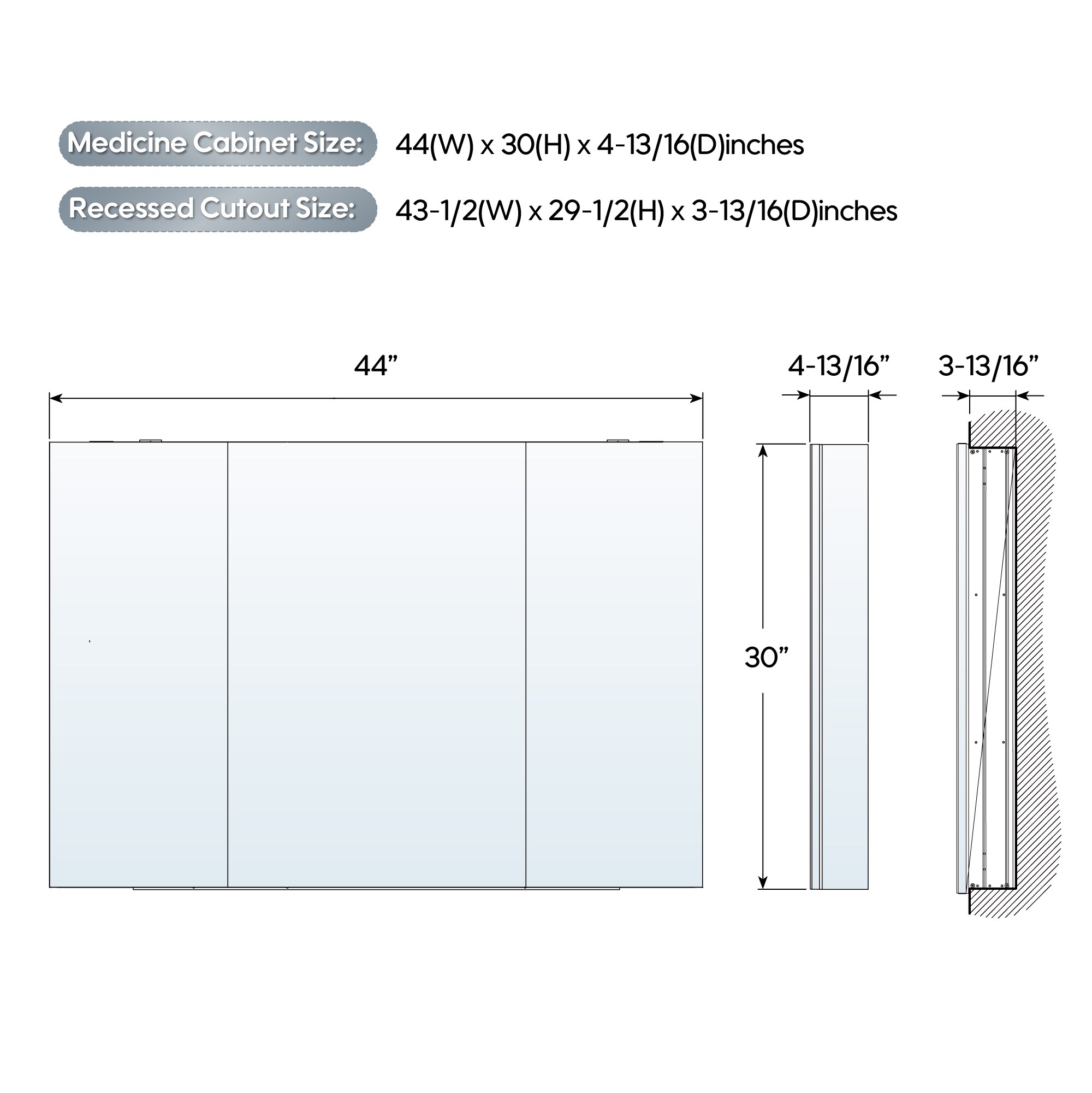 CALVON ZUB-RRL44 Bathroom-Medicine-Cabinets - View #8