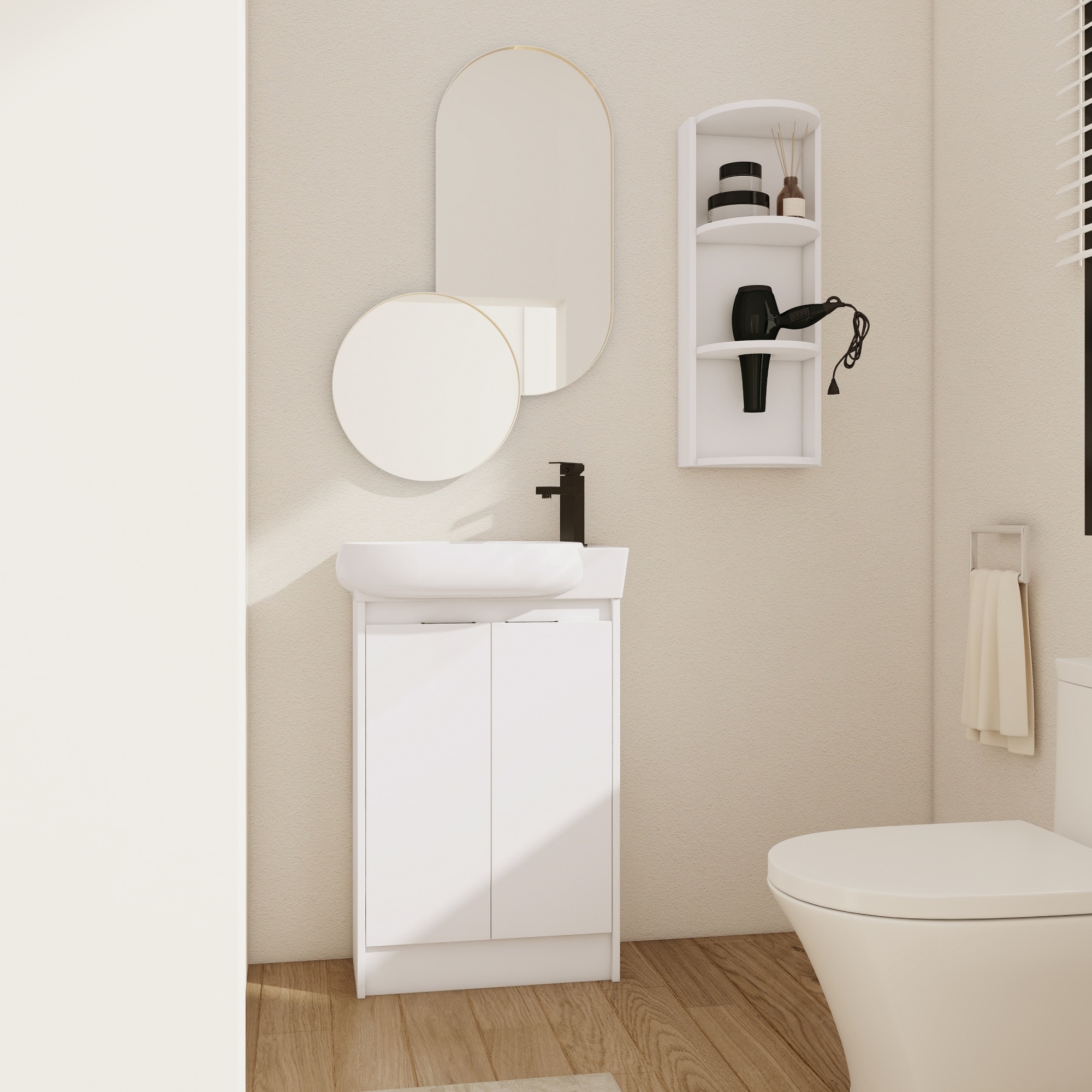 Vanityfus - 23 Inch Bathroom Vanity with Ceramic Integrated Sink Modern Bathroom Cabinet Freestan...