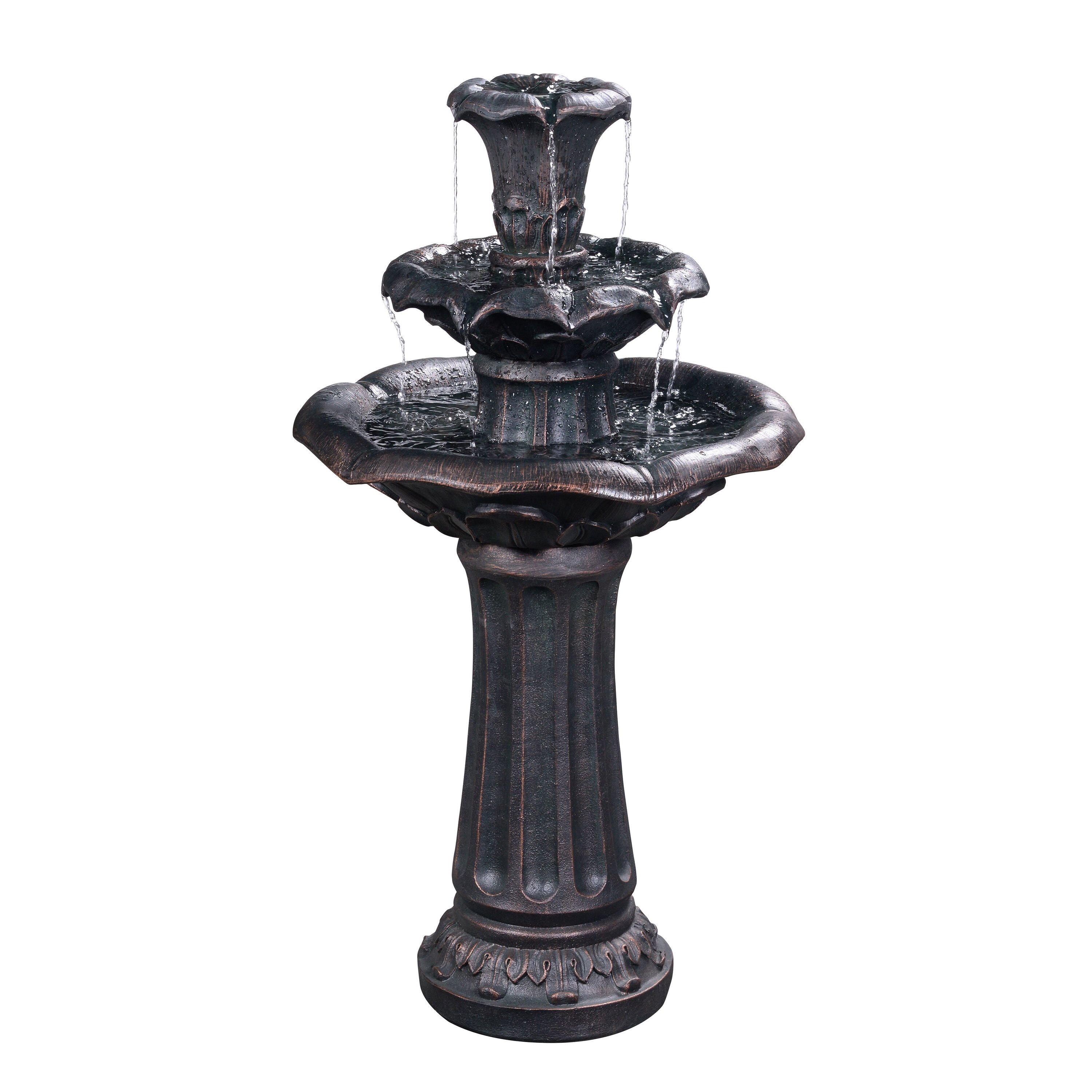 Teamson Home VFD8207 37.8-in H Resin Electric Powered Tiered Outdoor Fountain Pump Included