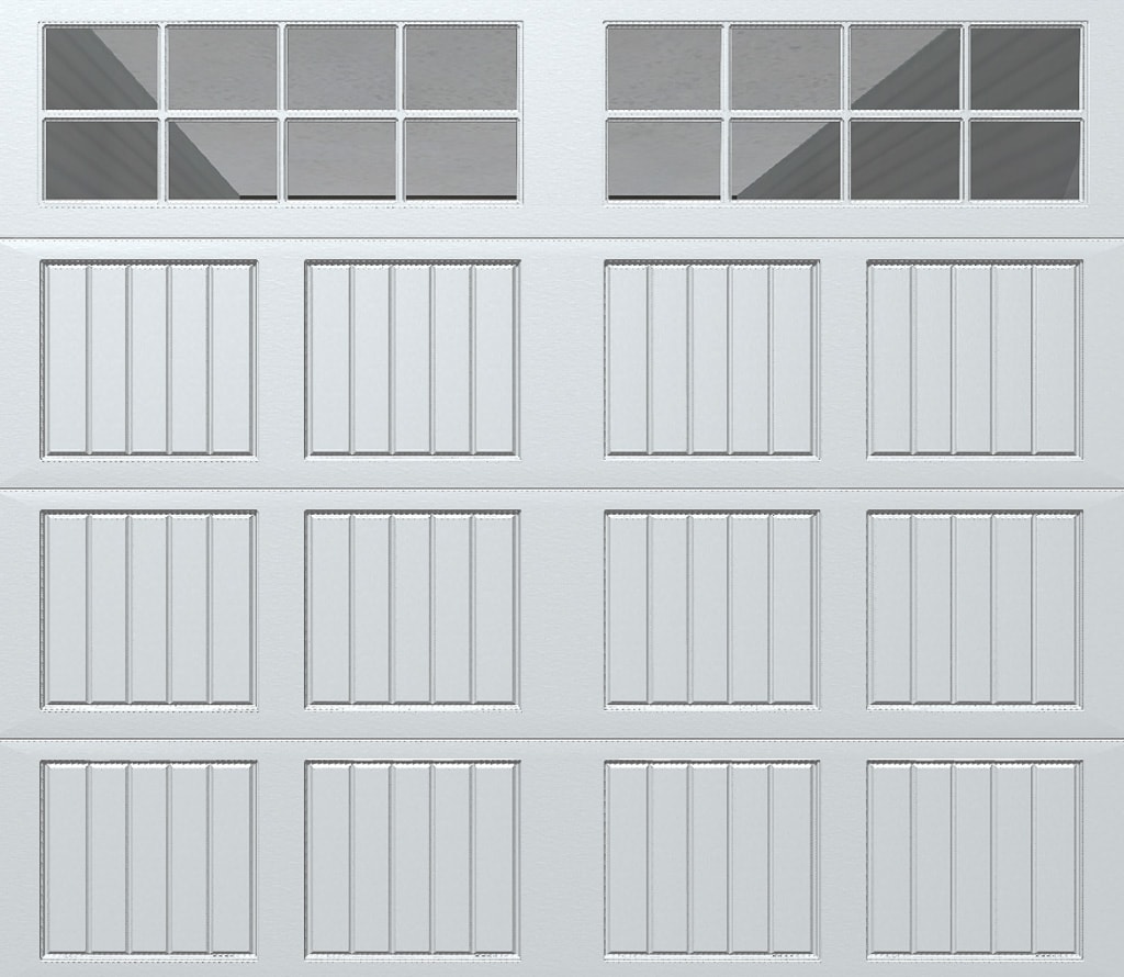 Wayne Dalton 8500SNMAWHSTCKIII87 Classic Steel Model 8500 8-ft x 7-ft Insulated White Single Garage Door with Windows
