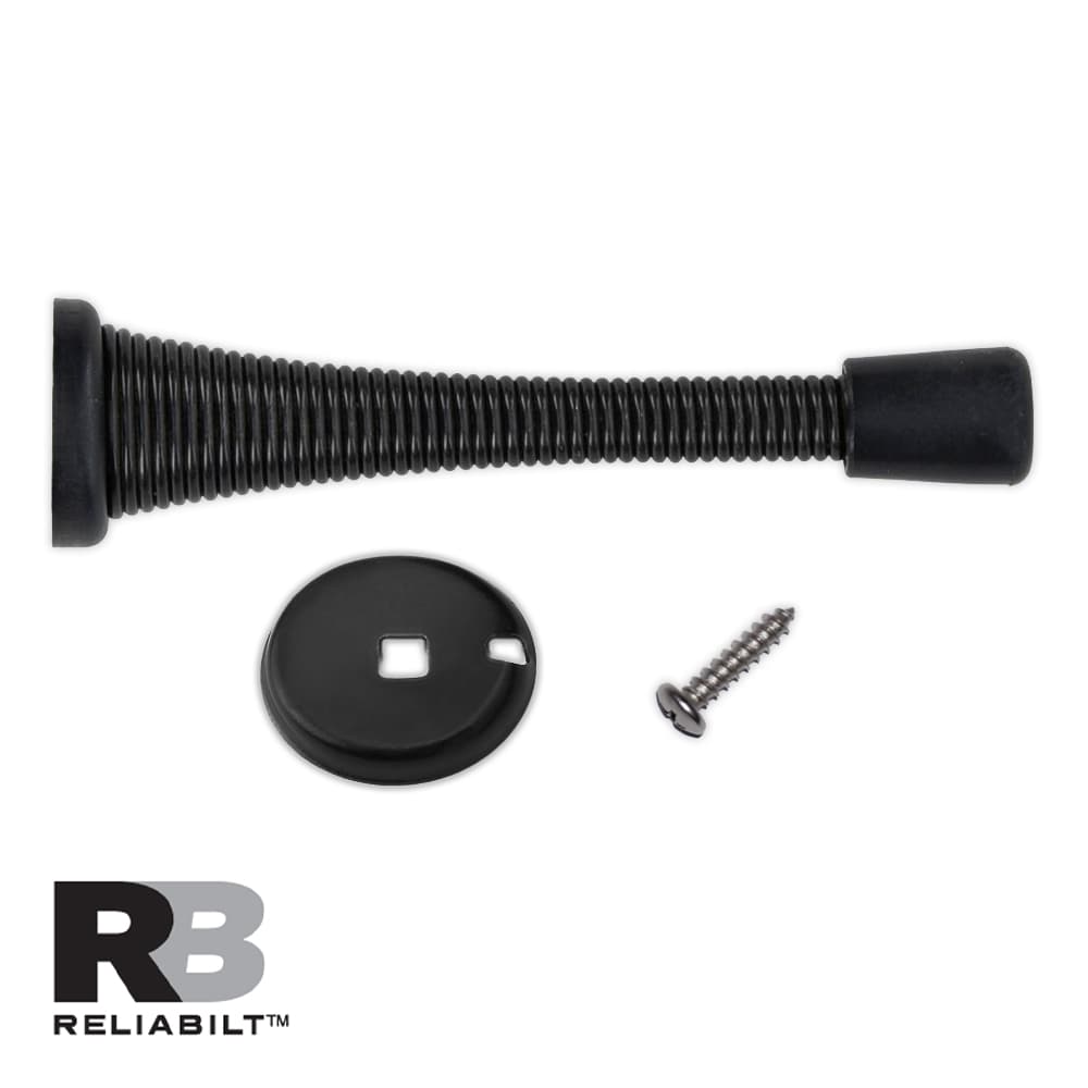 Oil Rubbed Bronze 3-Inch Spring Door Stop with Black Rubber Tip