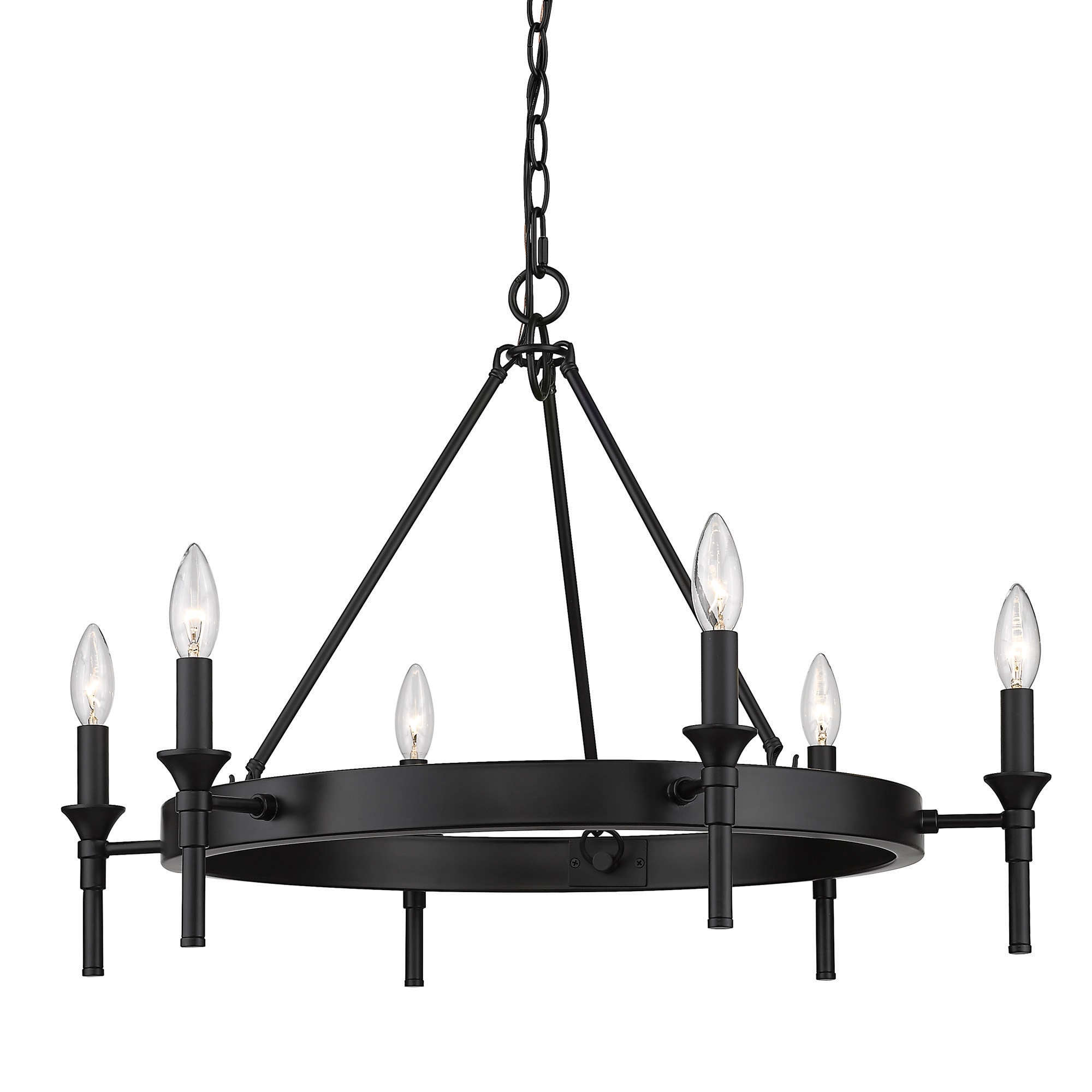 Golden Lighting 1020-6 BLK Edinburgh 6 -Light Matte Black Transitional For Use in Bedrooms, Foyers, Kitchens, Living Rooms Chandelier