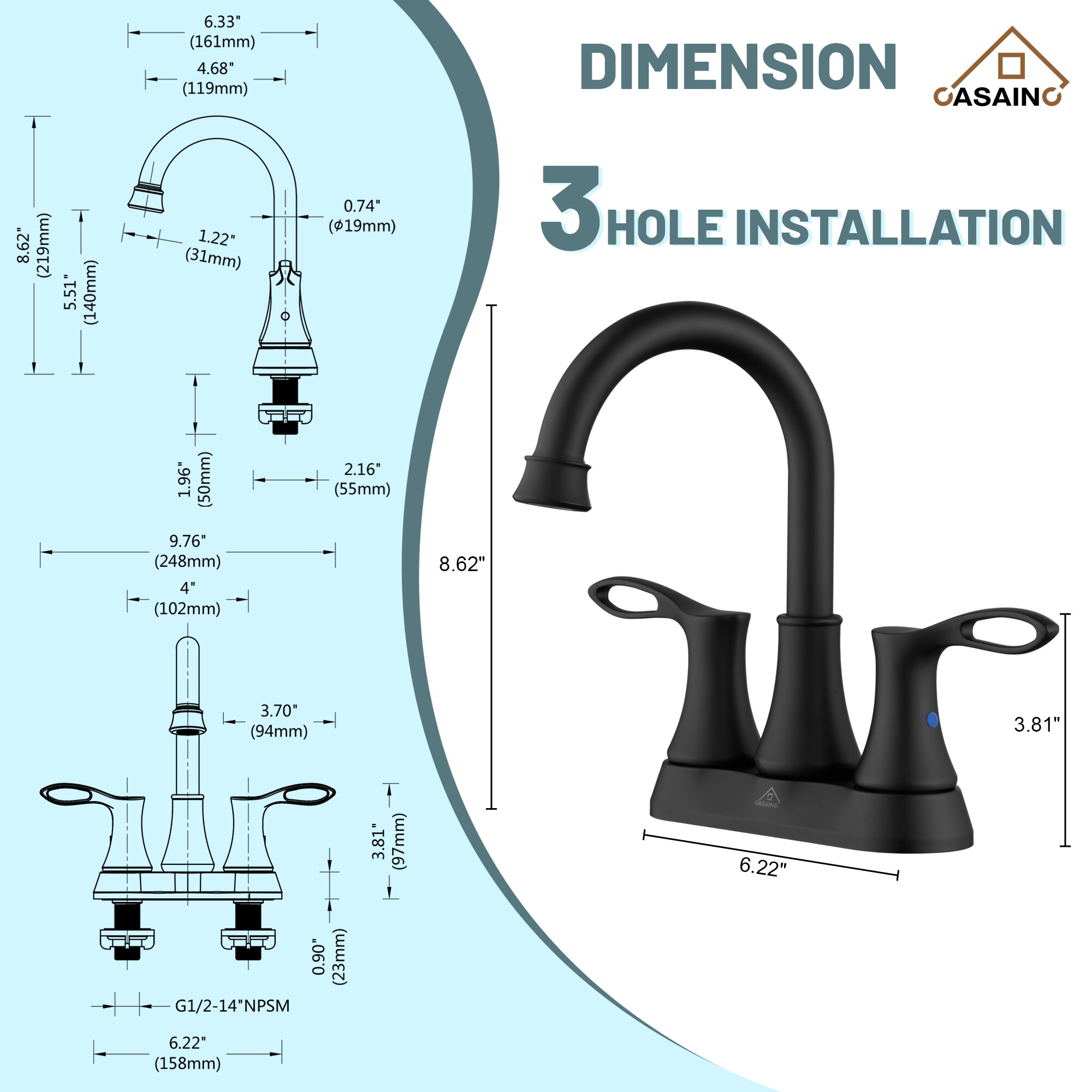 CASAINC ODB-18011-H Lavatory-Faucets - View #11