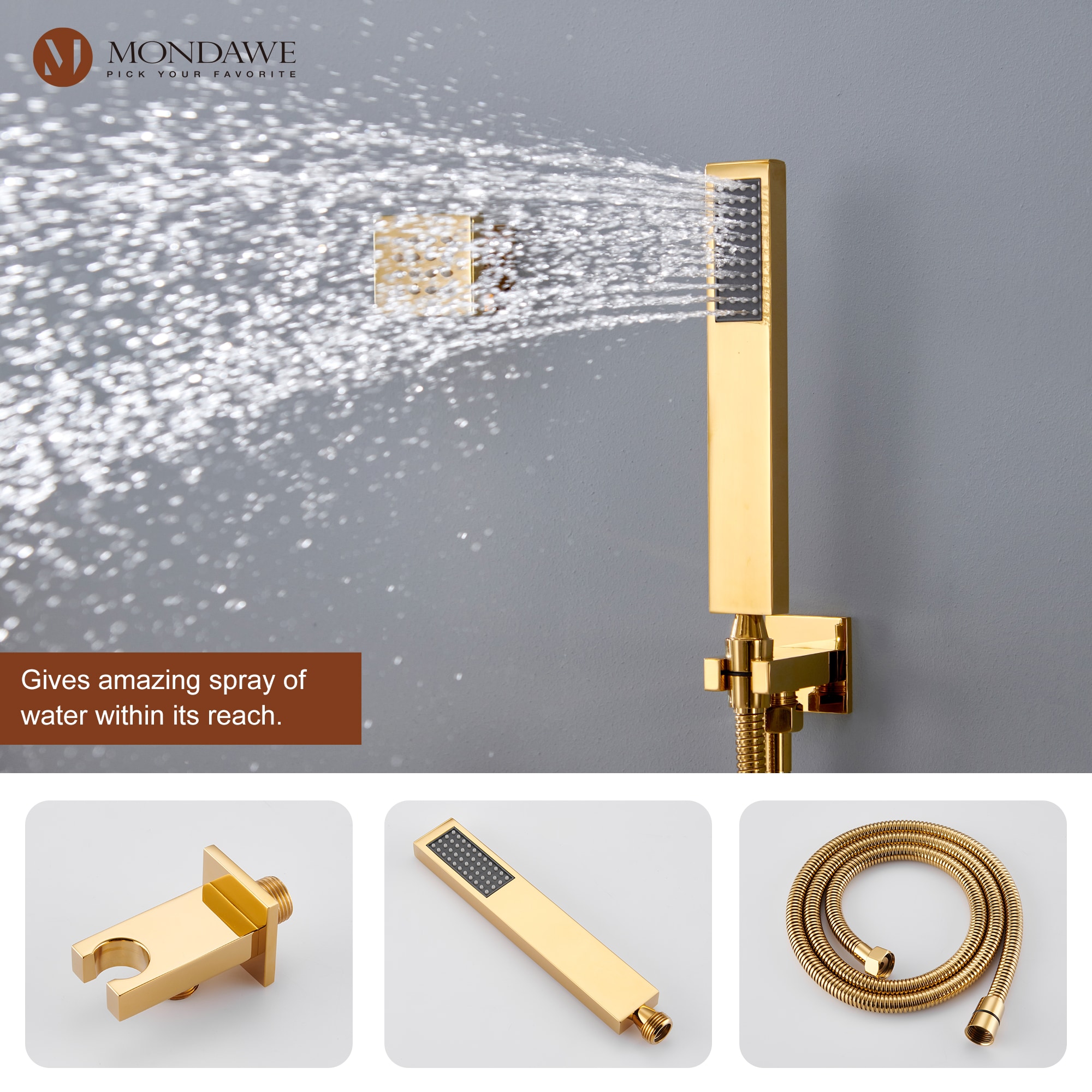 Mondawe Titanium Gold Luxury Thermostatic LED Music Player Titanium ...