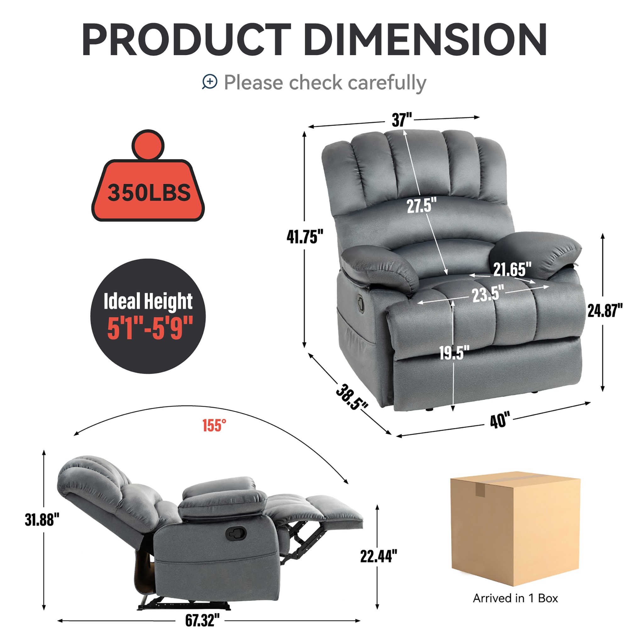 Sumyeg WF-MMER-004 GREY recliners - View #4