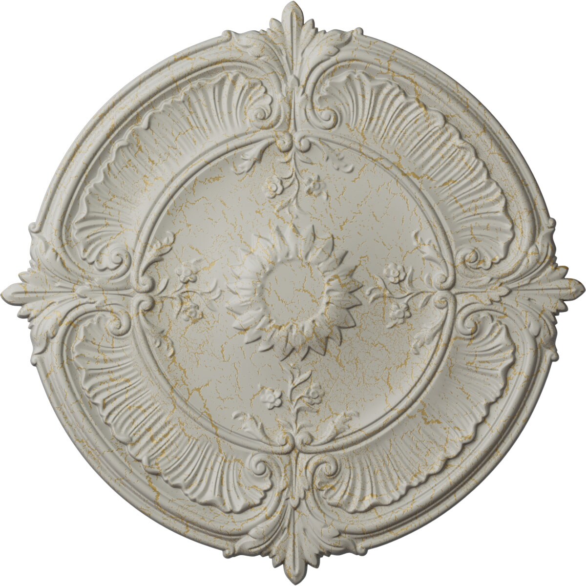 Ekena Millwork CM30ATPCC Attica Acanthus Leaf 30.125-Inches W x 30.125-Inches L Painted Pot of Cream Crackle Polyurethane Whole Ceiling Medallion