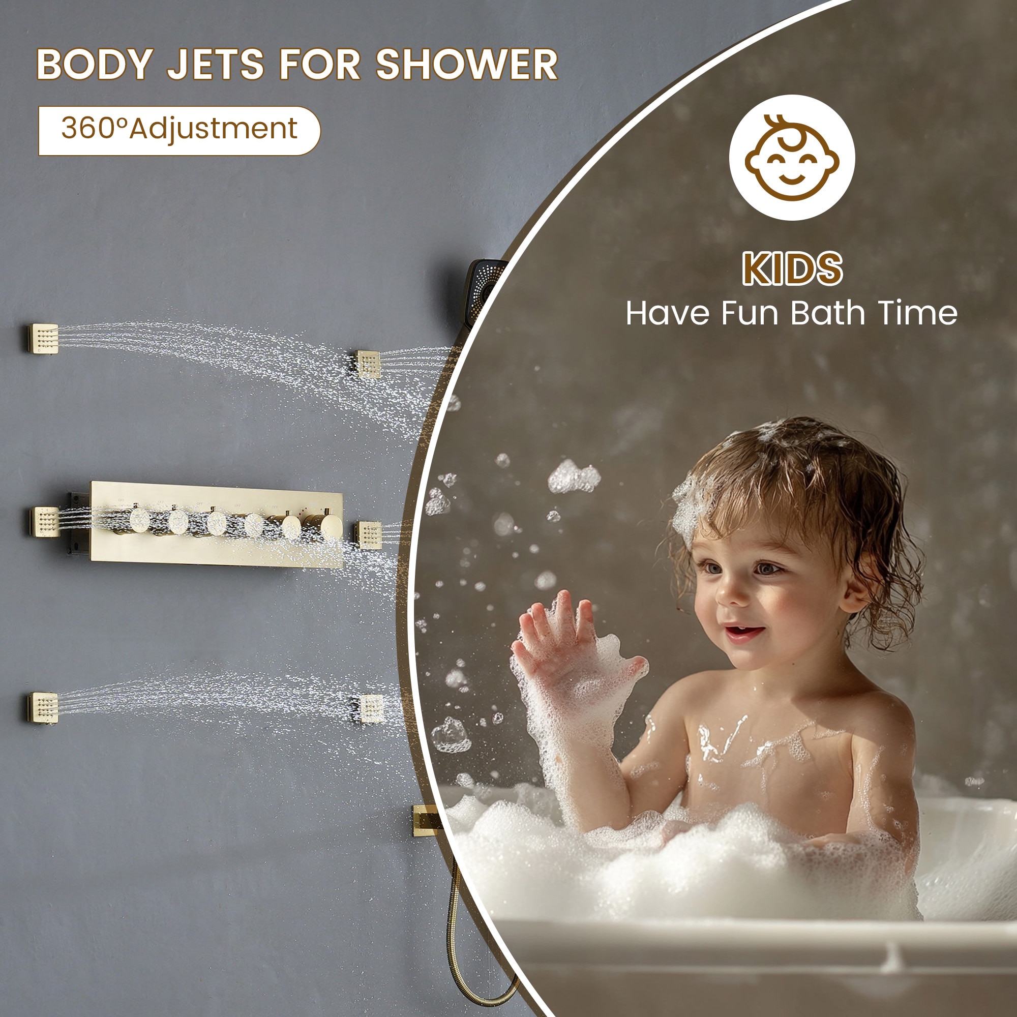 CASAINC CA-A4385-BG Showerhead-Bar-Panels - View #7