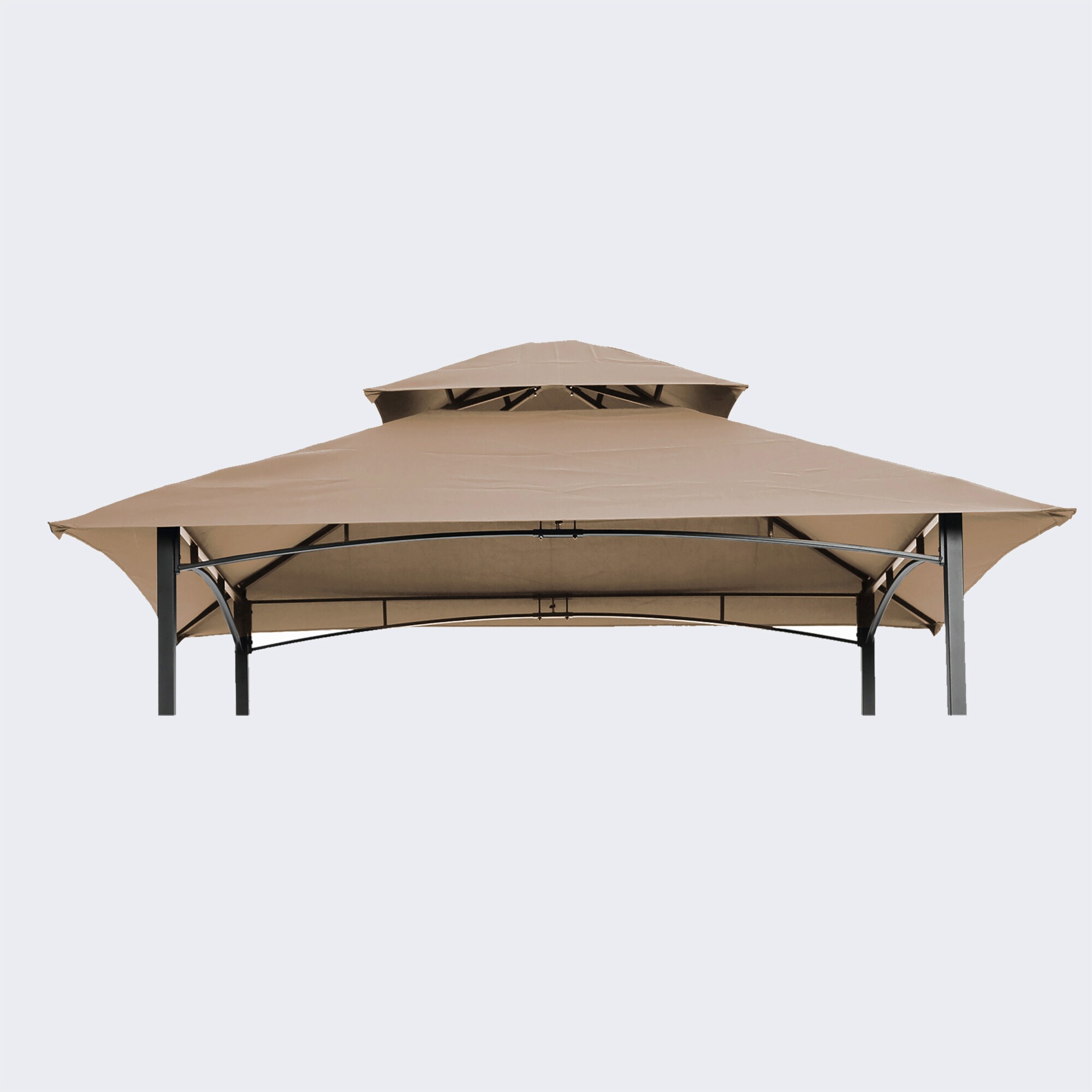 Siavonce - 8x5Ft Grill Gazebo Replacement Canopy Double Tiered BBQ Tent Roof Top Cover Beige