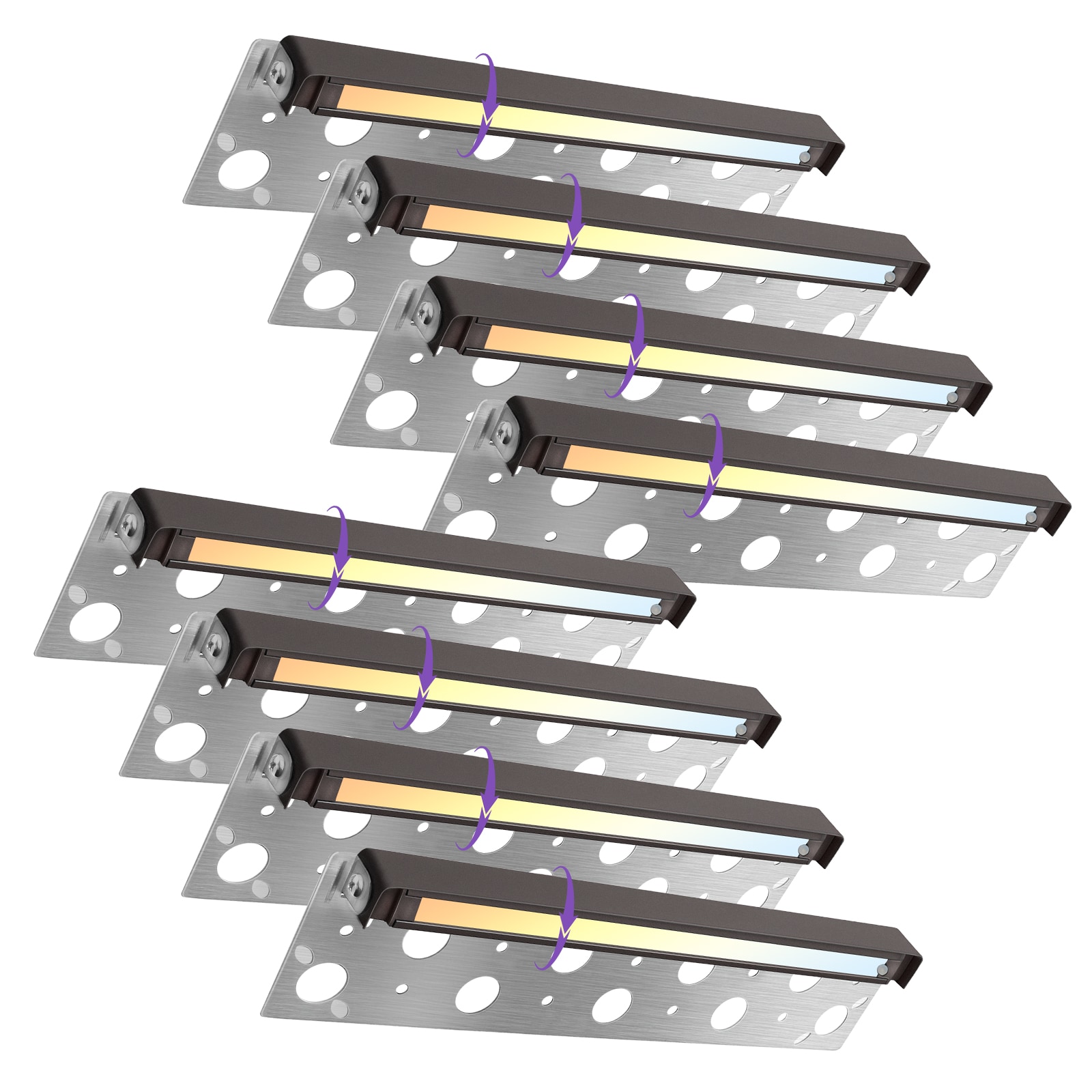 Sofiton 8PK 280 Lumens Low Voltage Bronze Integrated LED Hardwired Stair Light 5CCT Selectable Step Hardscape Light Fixture
