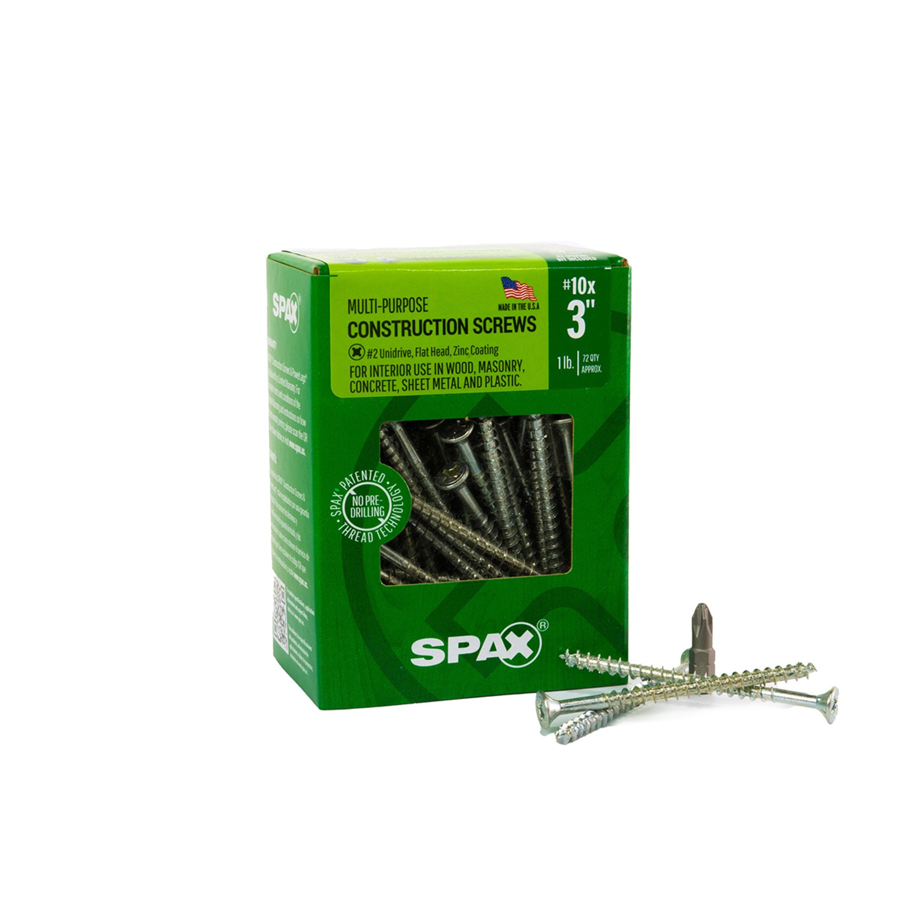 SPAX 4101010500754 Multi-Material #10 x 3-in Zinc-plated Interior Wood screws ( 72 -Per Box )
