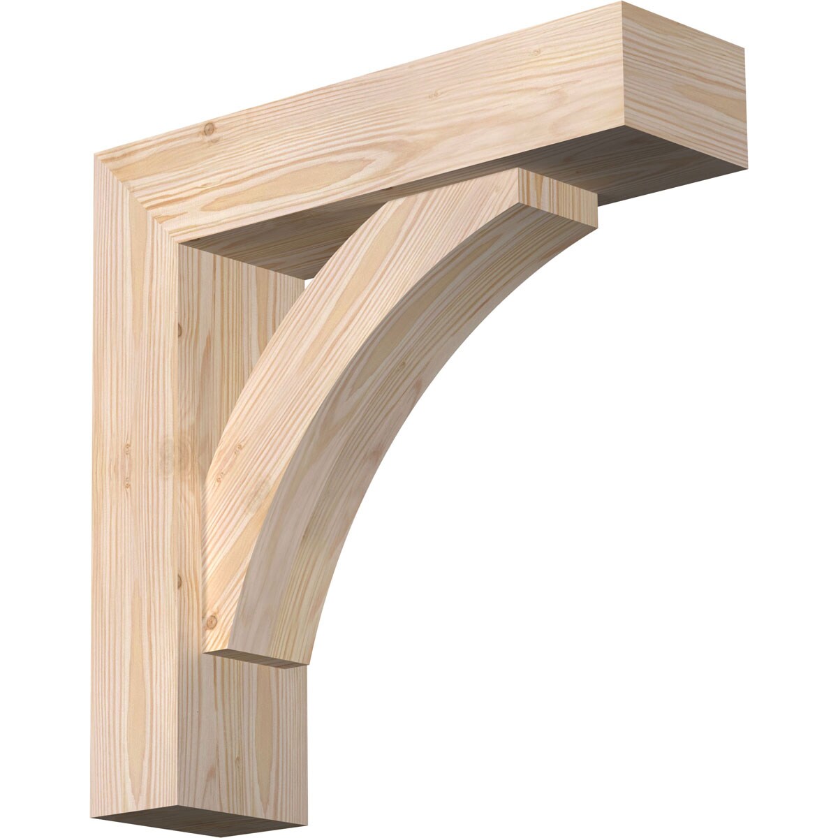 Ekena Millwork 1464137 Thorton block smooth bracket with offset brace Douglas Fir Wood Standard Bracket