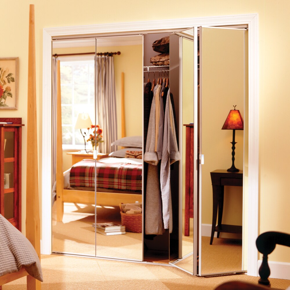 RELIABILT BI321P 36-in x 80-in White 1-panel Mirrored Glass Prefinished Mirror Closet Bifold Door (Hardware Included)
