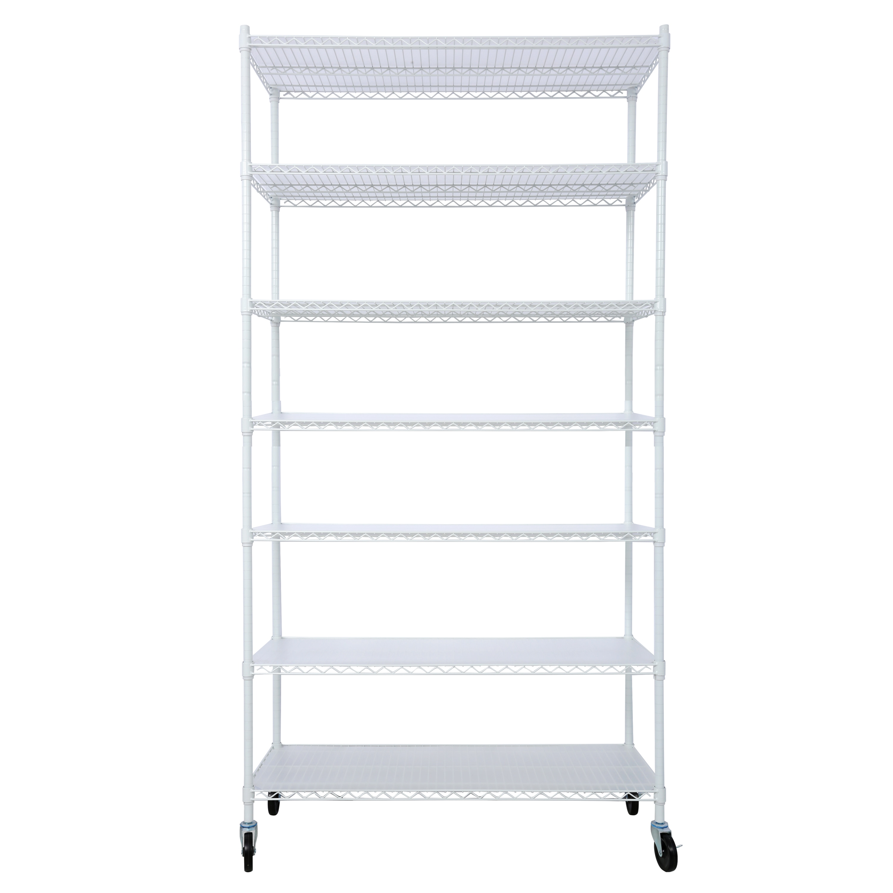 LUXEYARD - White 7 Tier Heavy Load Garage Kitchen Wire Shelving Unit